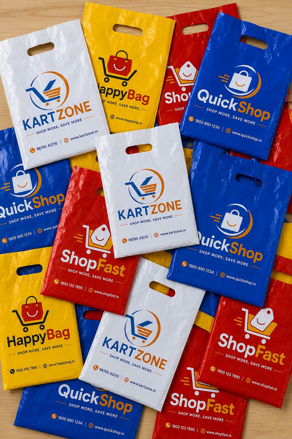 Custom Plastic Bag Printing Service | Personalized Carry Bags with Logo & Company Name | HDPE/LDPE Printed Shopping Bags | Single & Multi Color Printing