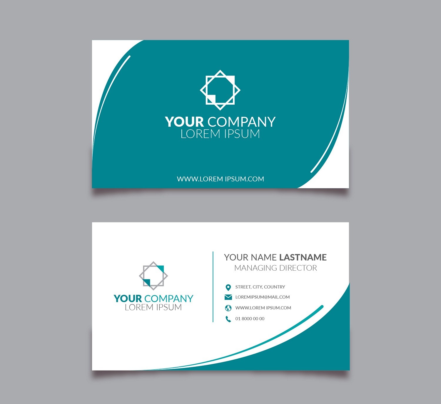 Teal & White Modern Business Card - Instant Download
