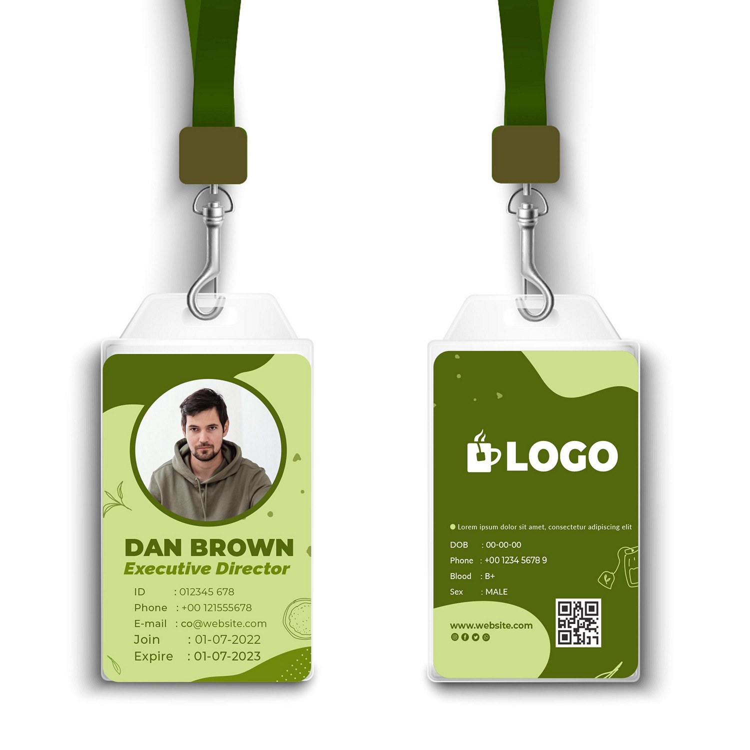 Elegant Green & Beige Modern ID Card - Digital Print Ready
