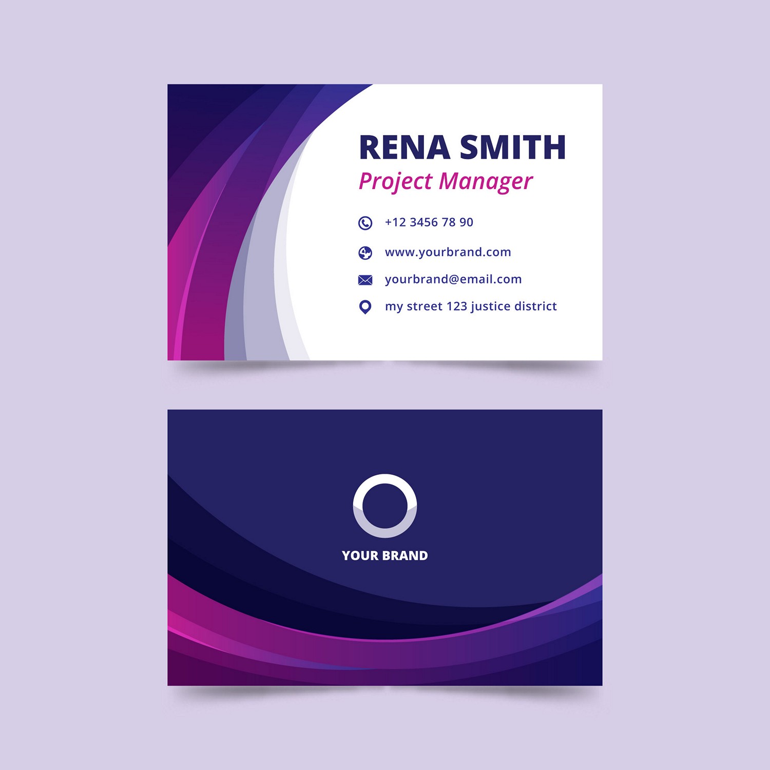 Elegant Purple Swirl Business Card - Digital Print Ready