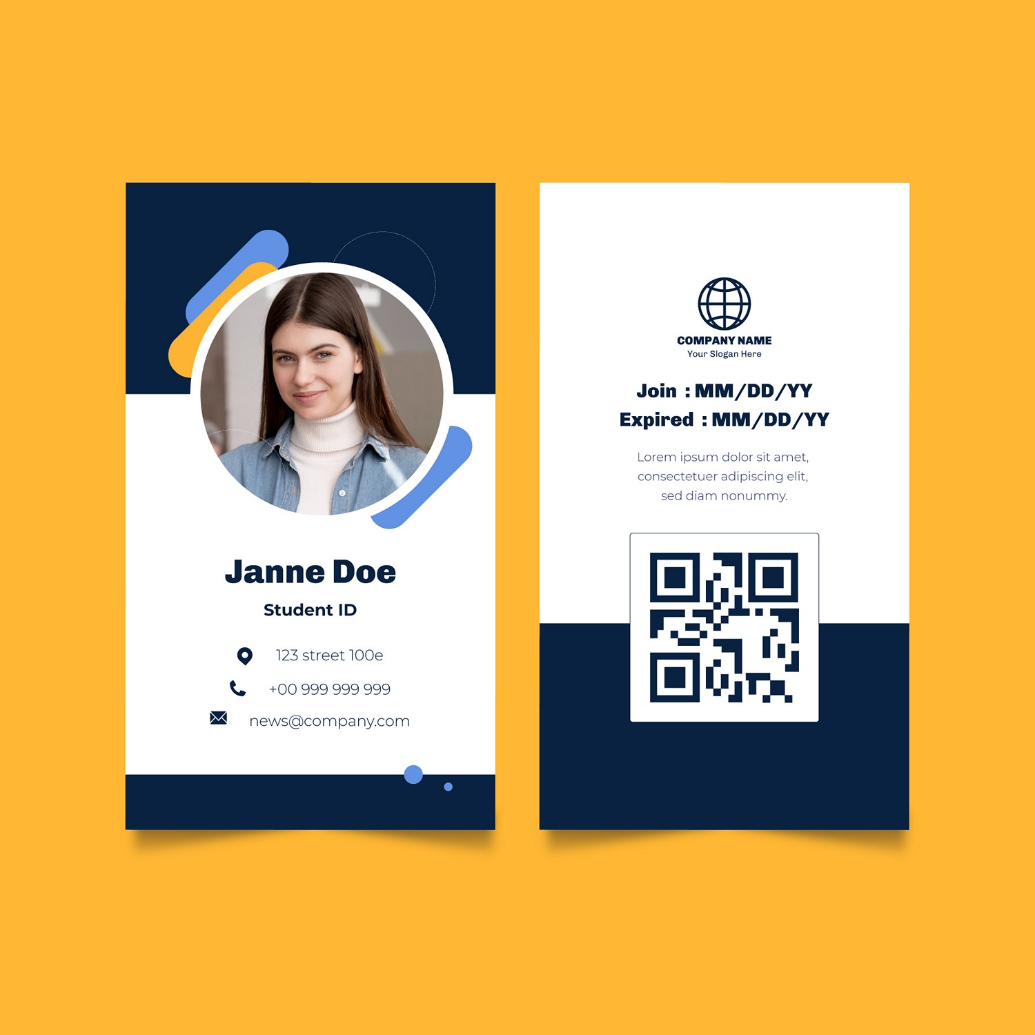Modern & Customizable Digital ID Card - Instant Download & Print Ready