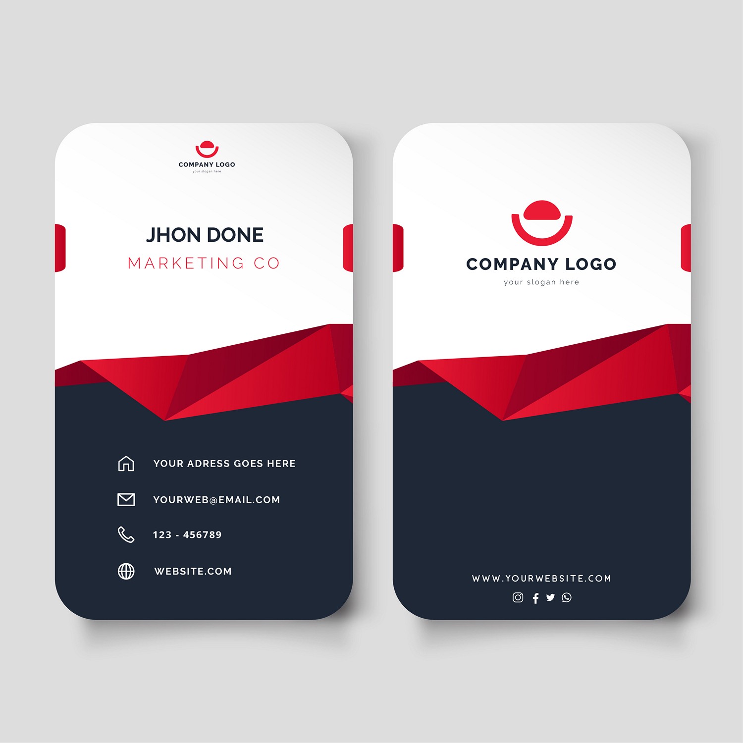 Red & Black Geometric Identity Card - Digital Print Ready