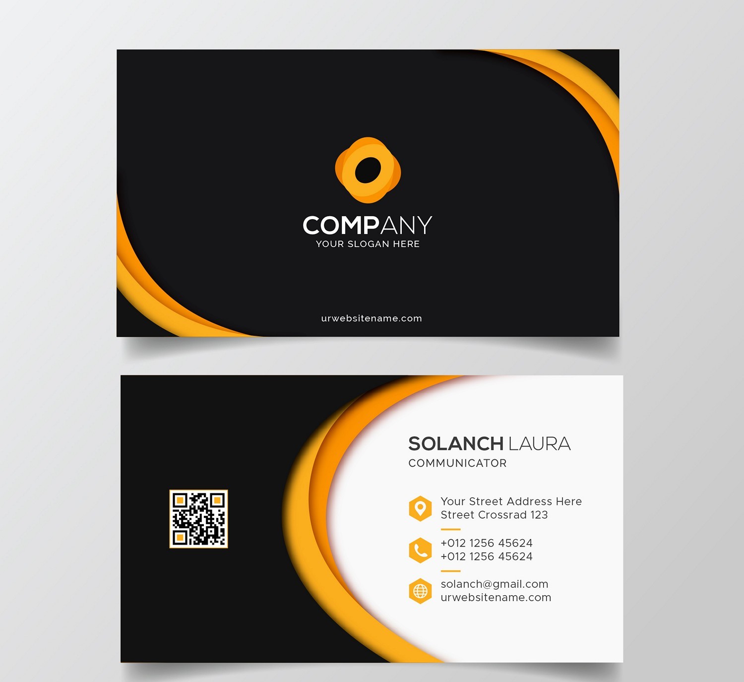 Modern Black & Orange Business Card - Digital Print Ready