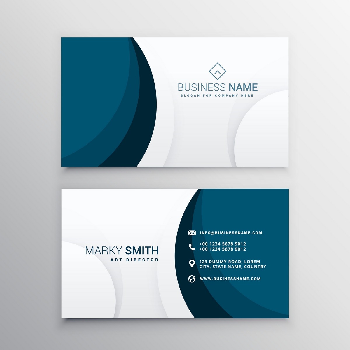 Sleek Teal & White Modern Business Card - Print-Ready