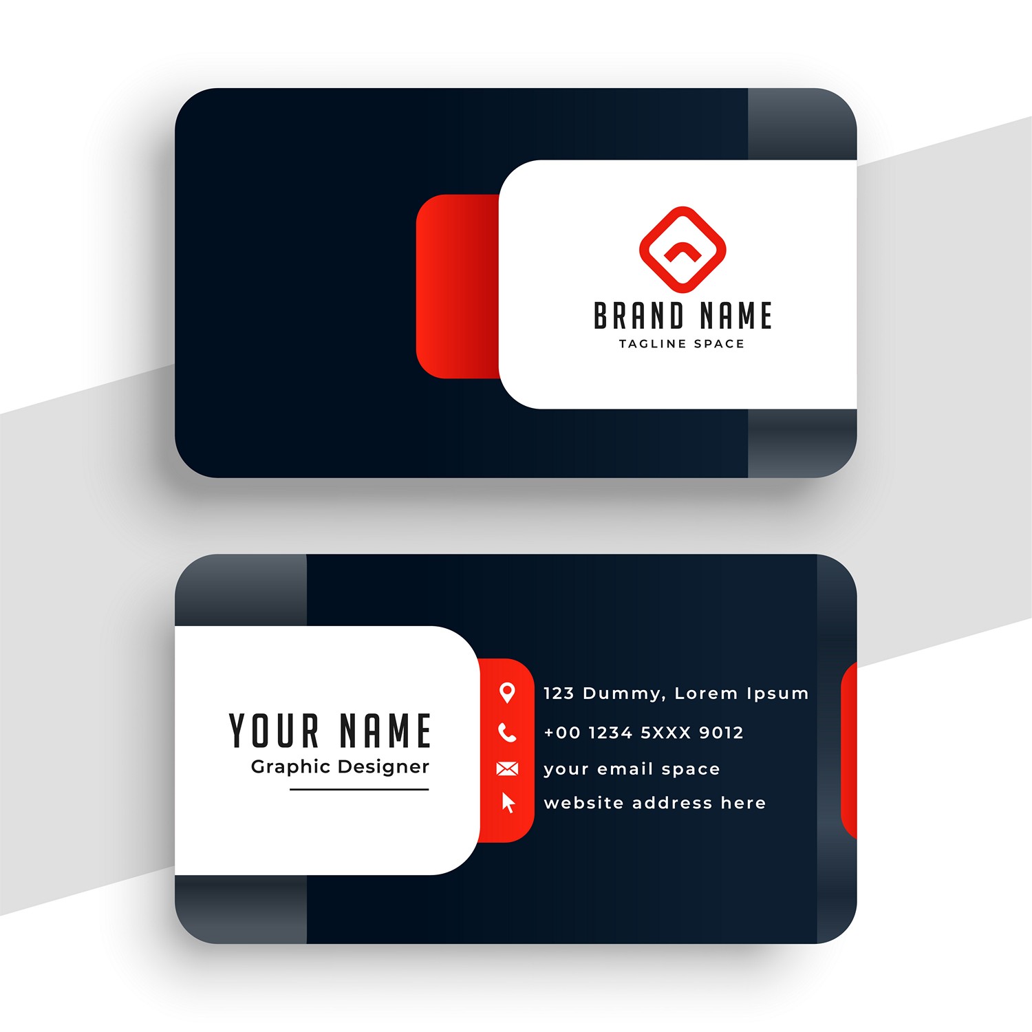 Modern Red & Black Business Card - Digital Print Ready