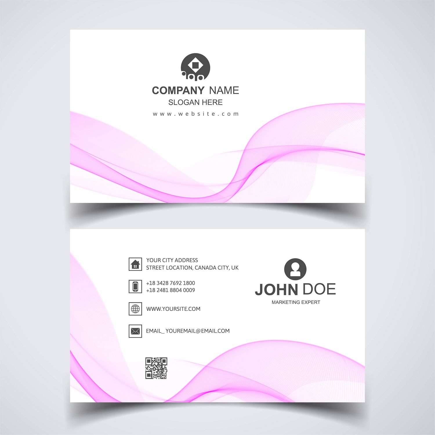 Elegant Pink Wave Business Card - Print-Ready