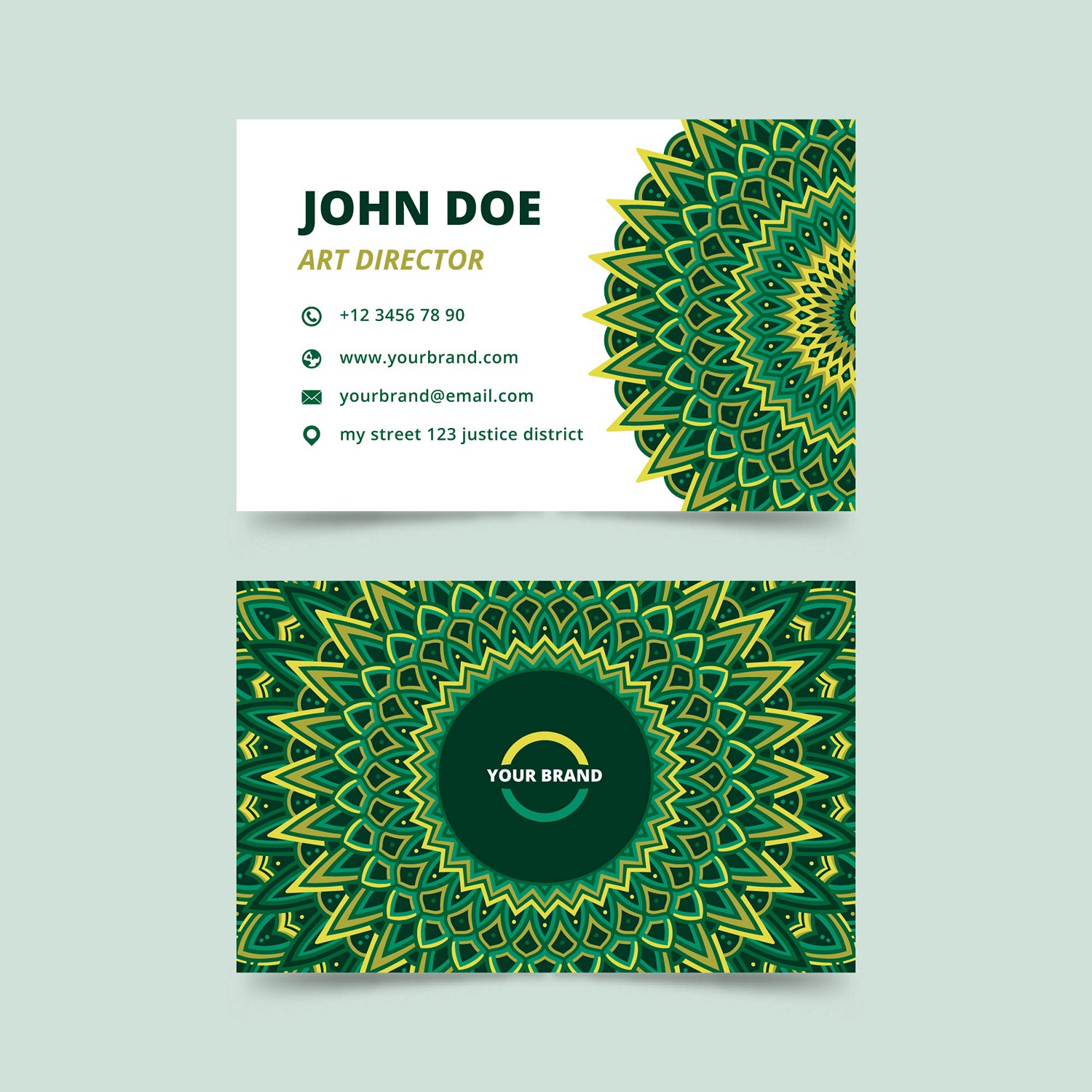 Luxurious Green Mandala Business Card