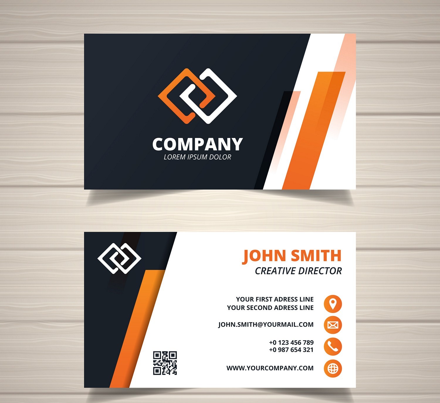 Modern Orange & Black Business Card - Digital Printing