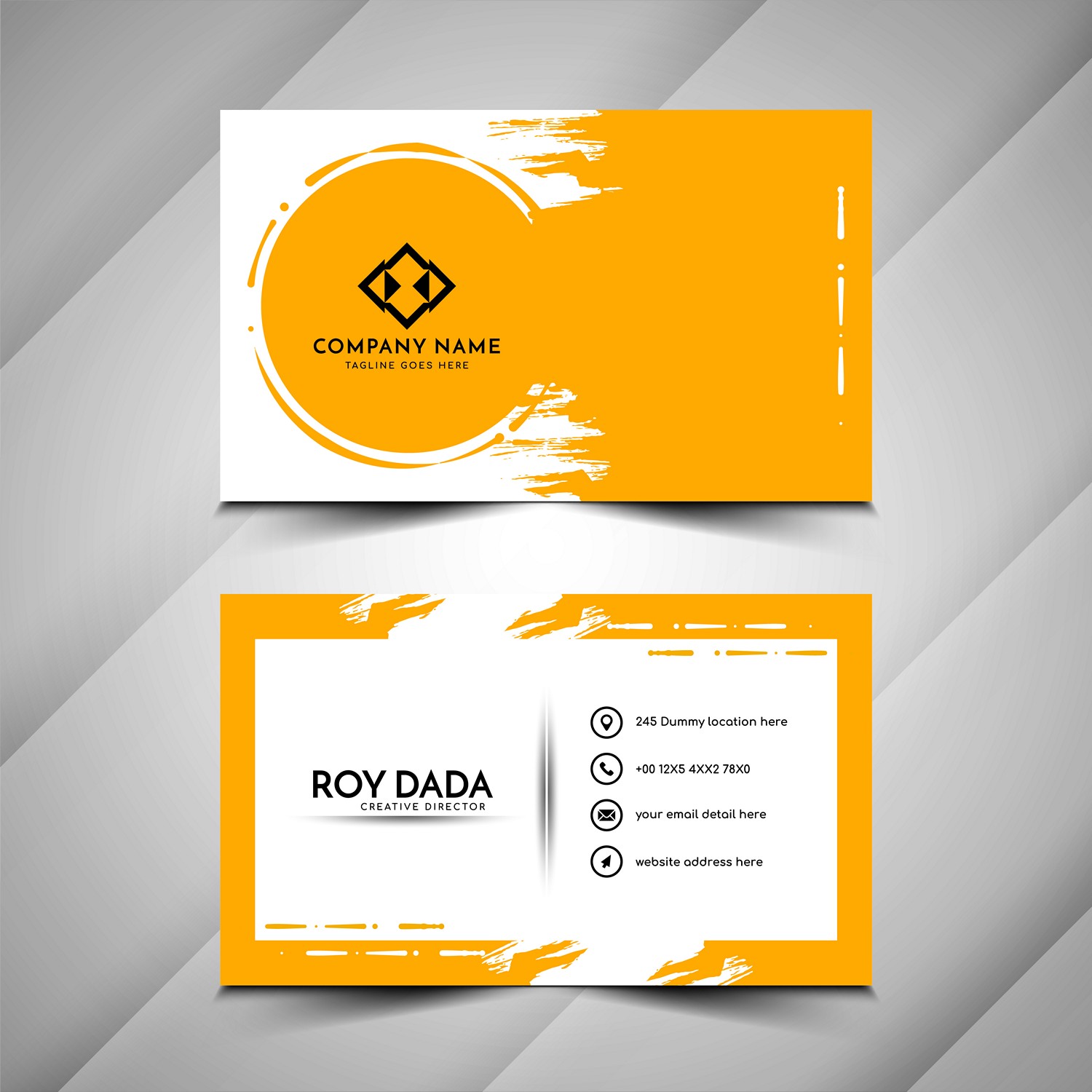 Vibrant Yellow & White Modern Business Card
