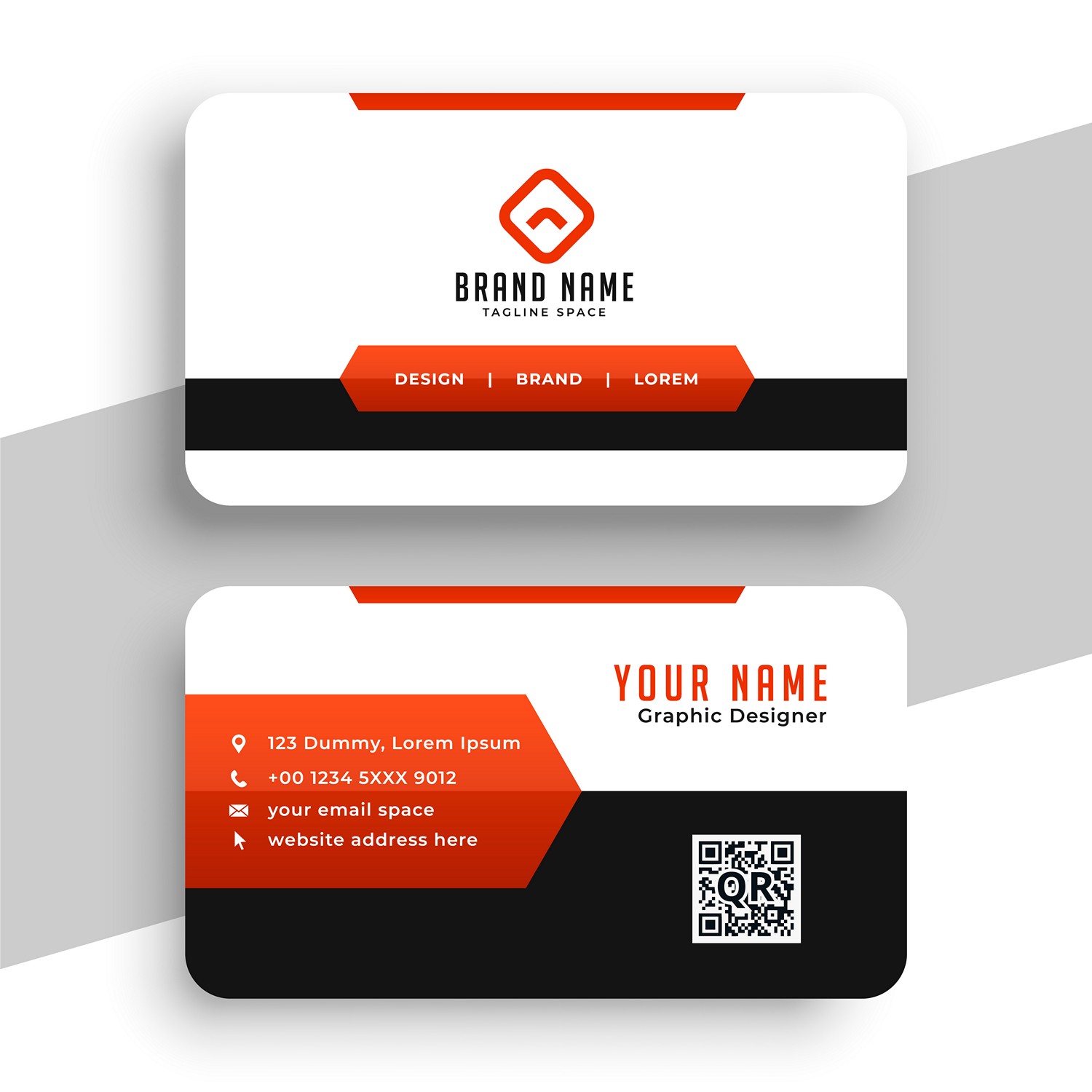Modern Minimalist Business Card - Orange & Black