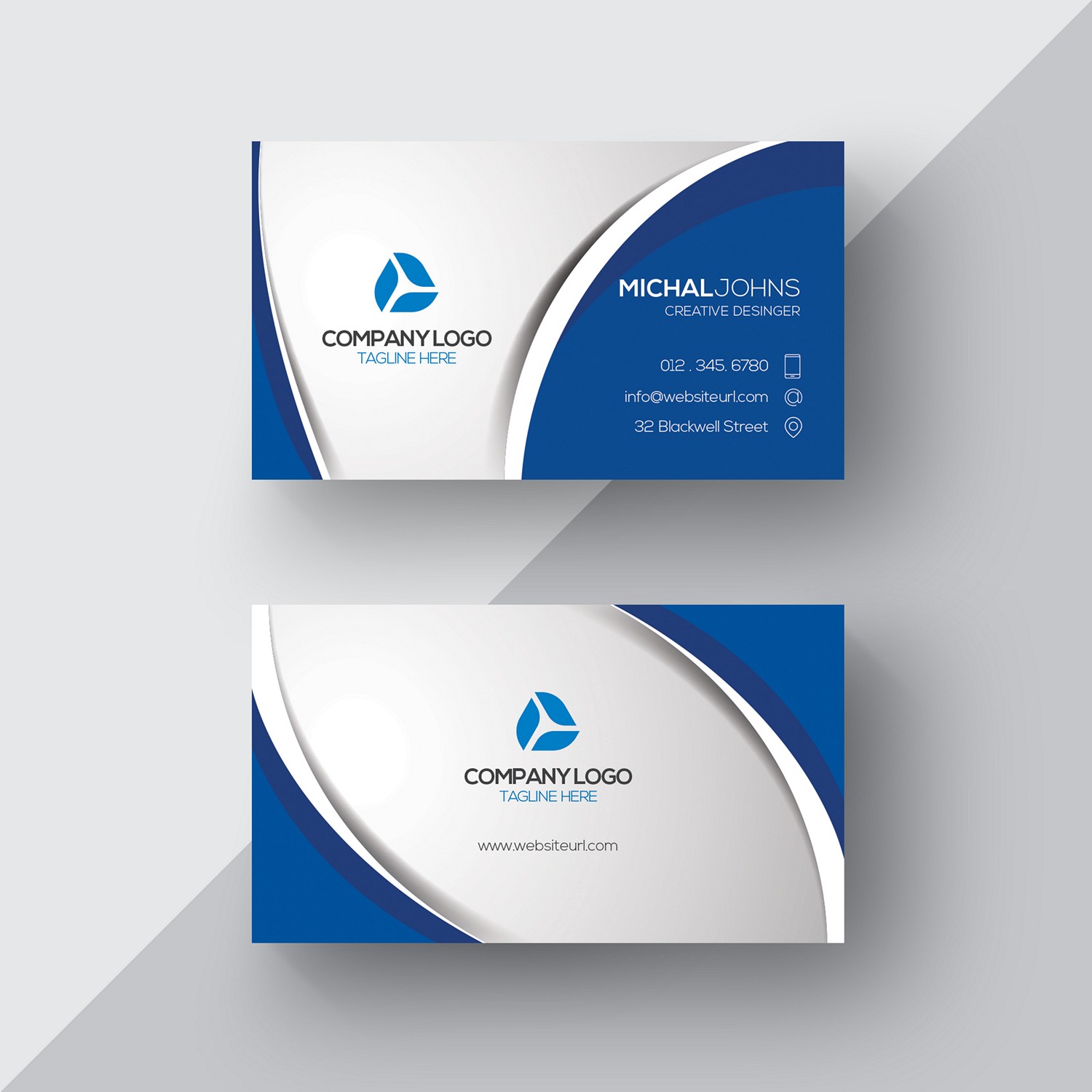 Modern Blue & White Business Card - Custom Digital Printing