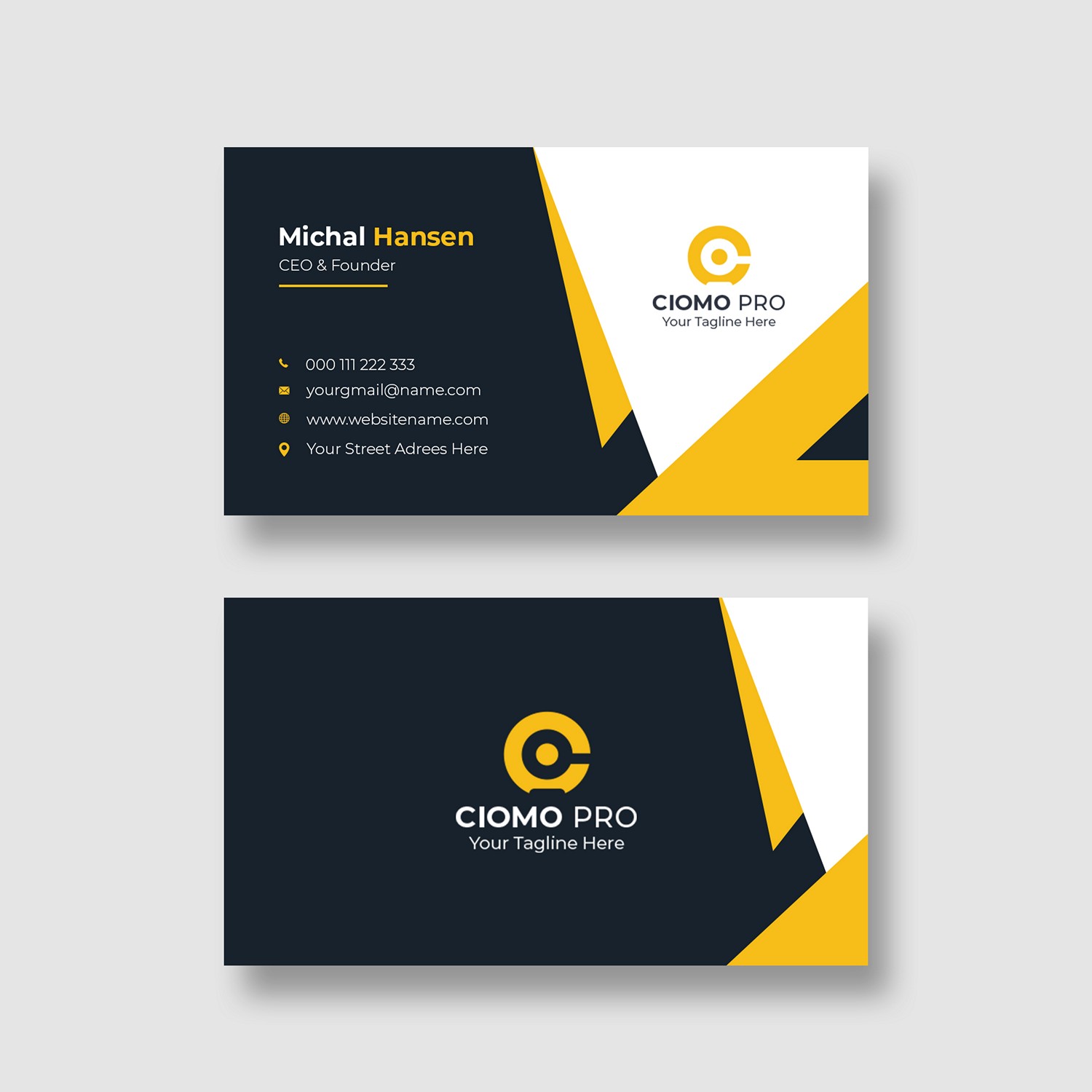 Modern & Bold: Custom Business Card - Yellow & Black