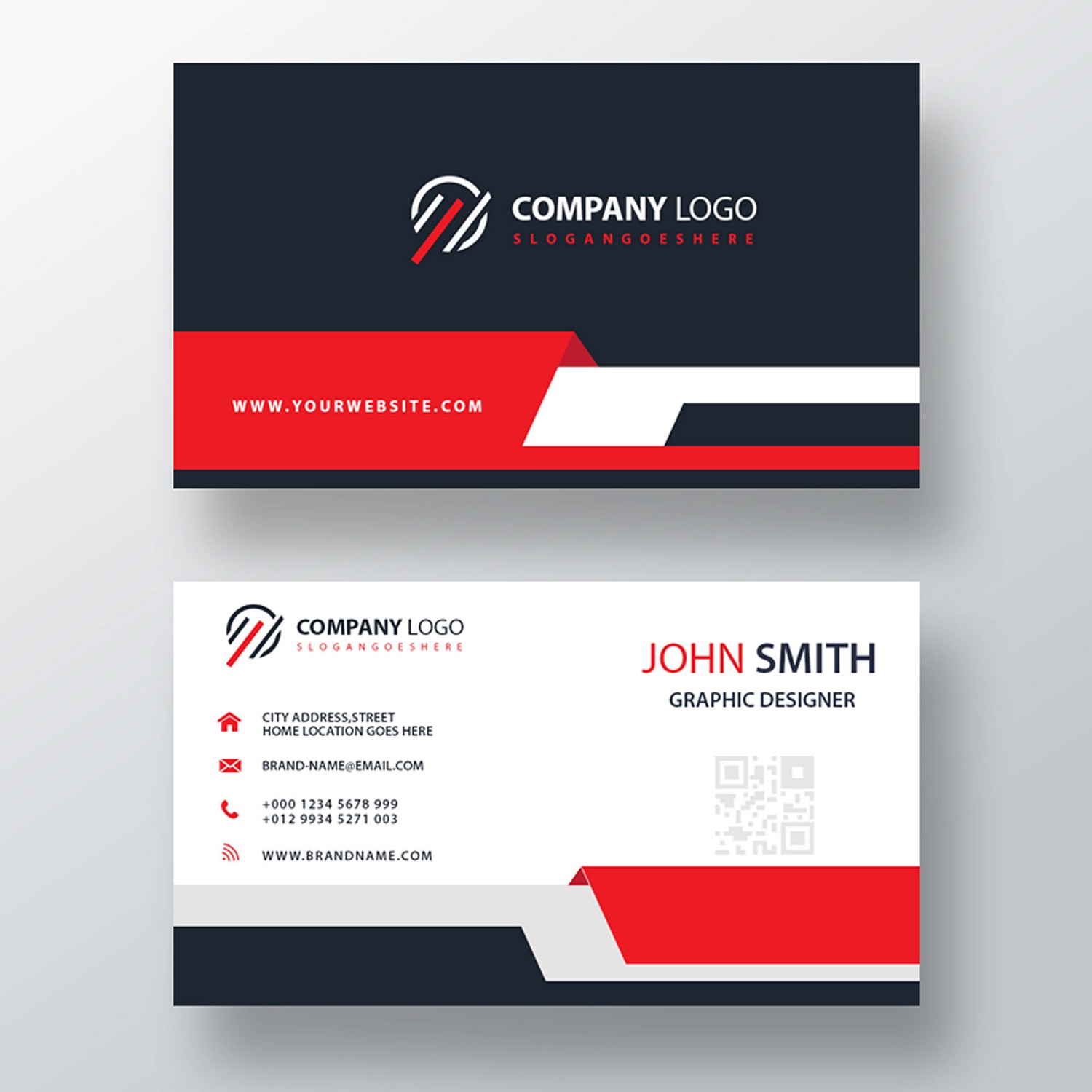 Modern Red & Black Business Card - Digital Print Ready