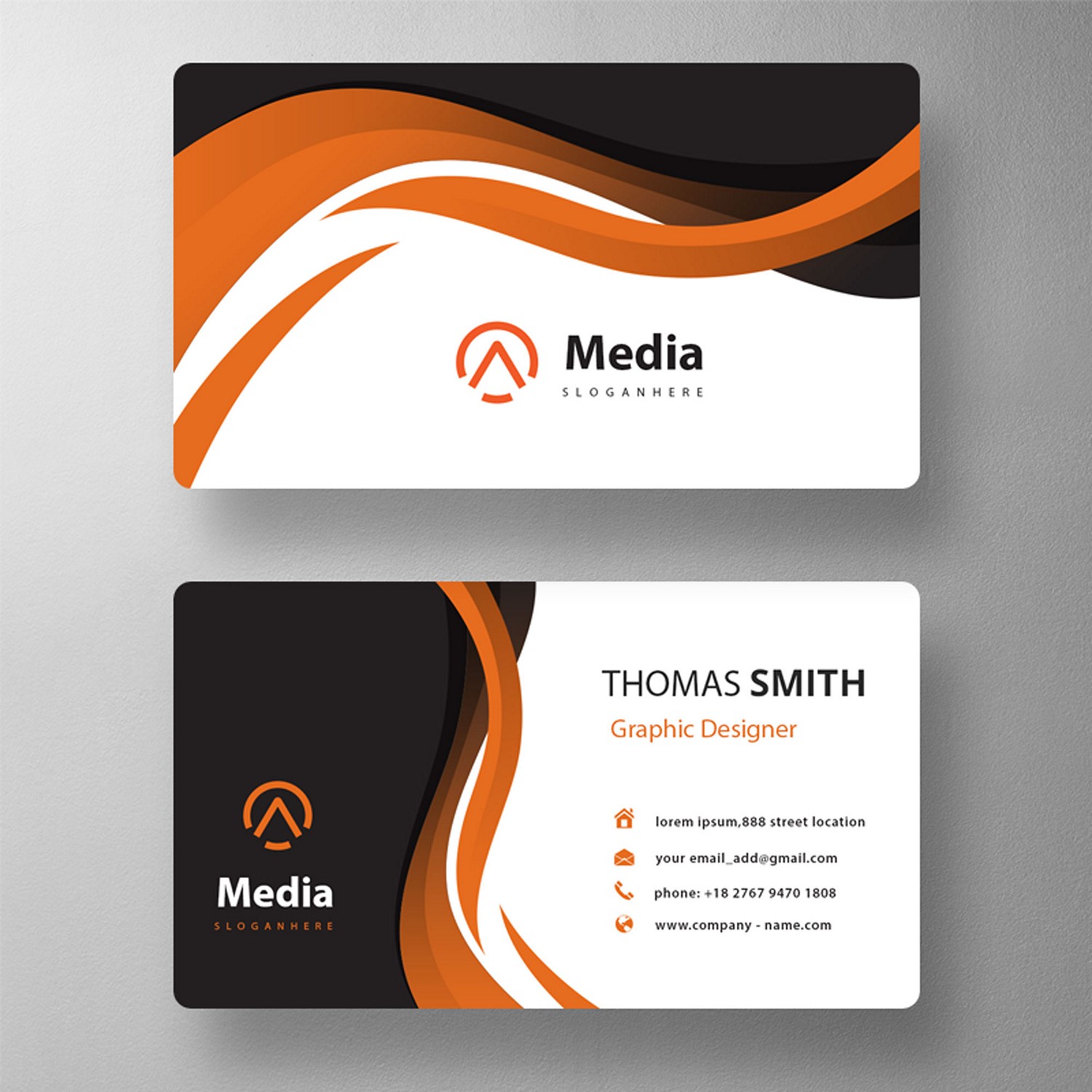 Dynamic Orange & Black Business Card: Print-Ready
