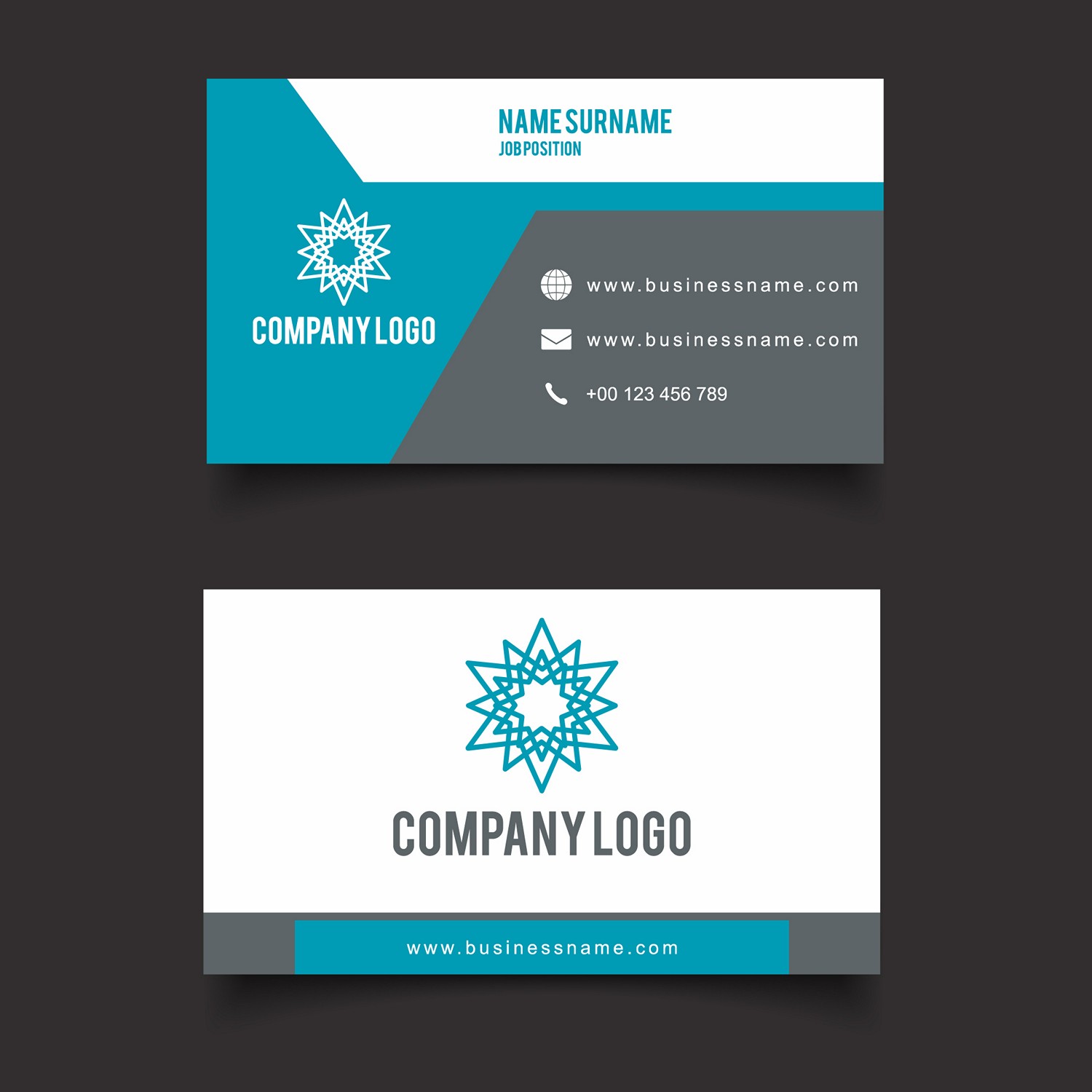 Modern Teal & Gray Business Card - Custom Digital Printing
