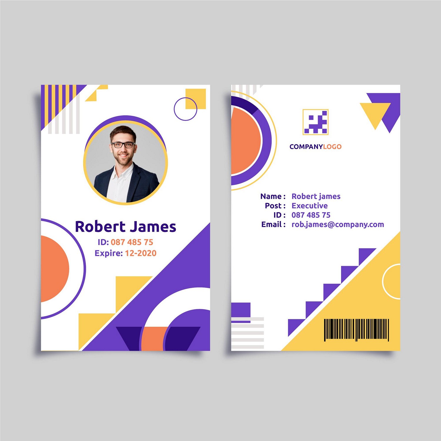 Modern Geometric ID Card - Digital Print Ready