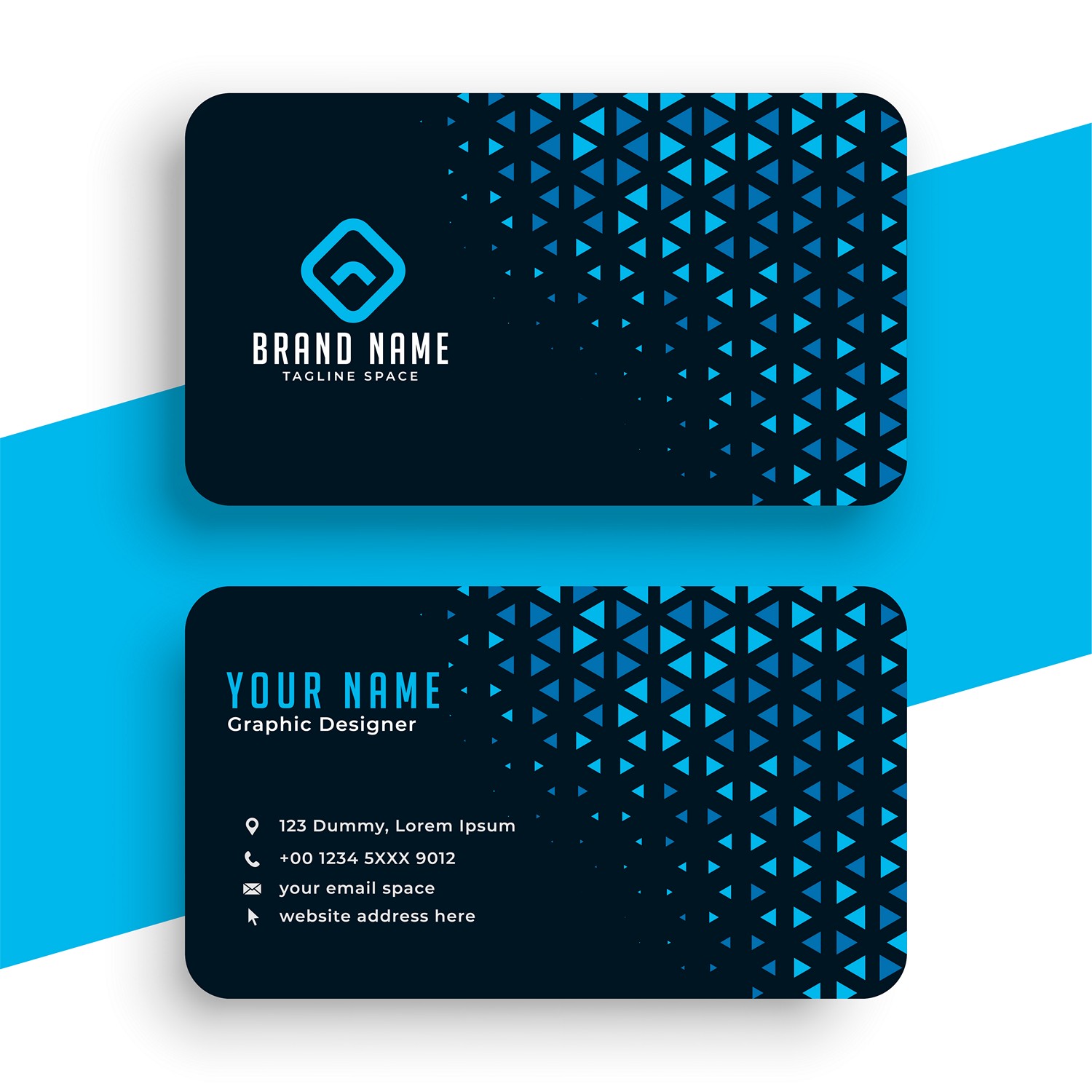 Modern Blue Geometric Business Card - Digital Print Ready