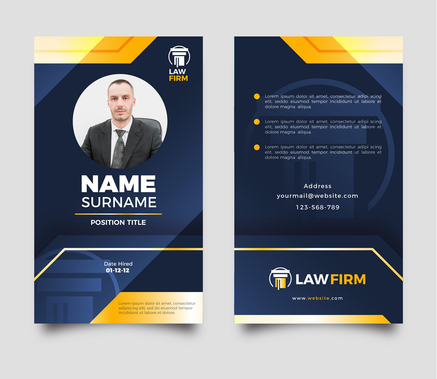 Professional Law Firm ID Card - Instant Digital Download