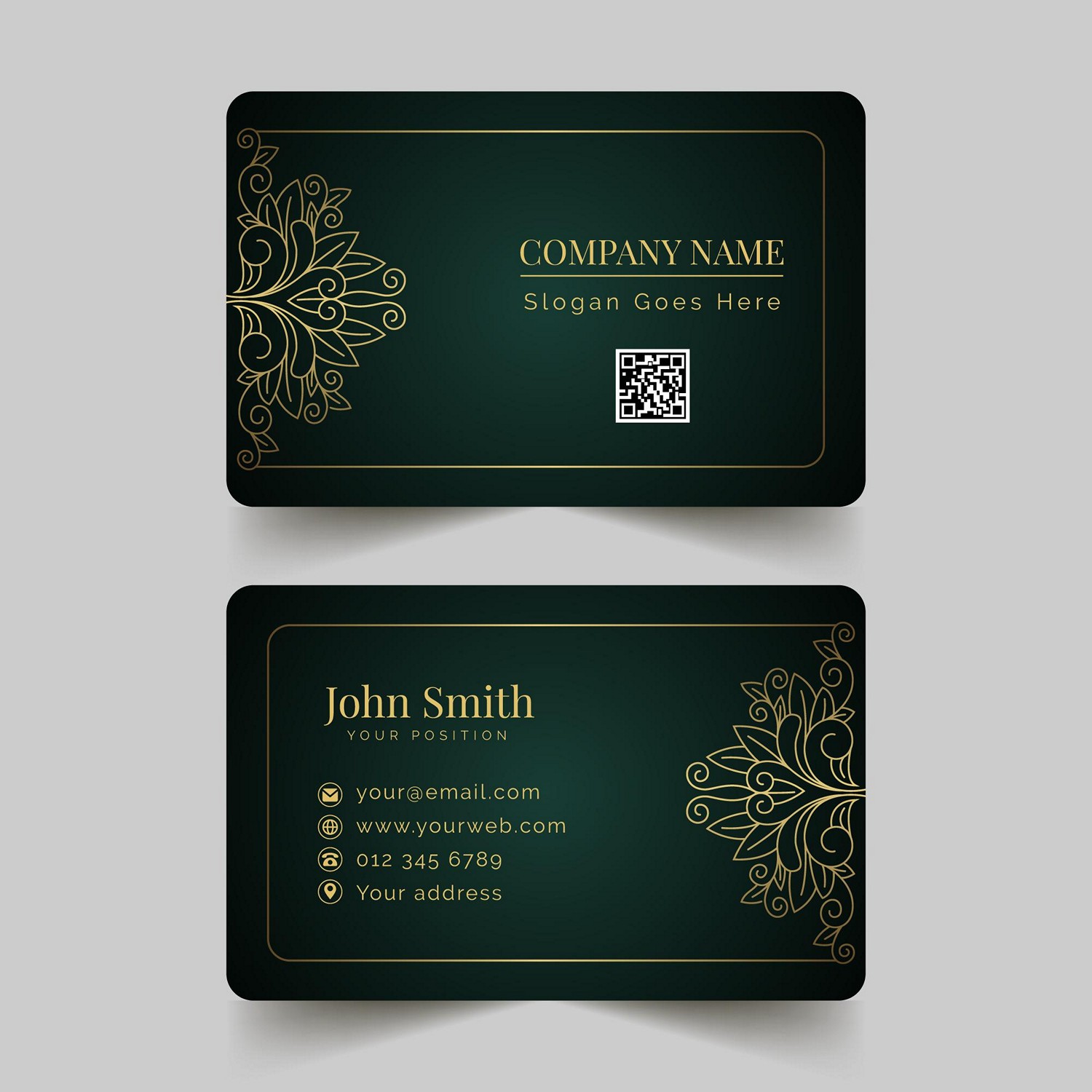 Luxury Emerald & Gold Business Card