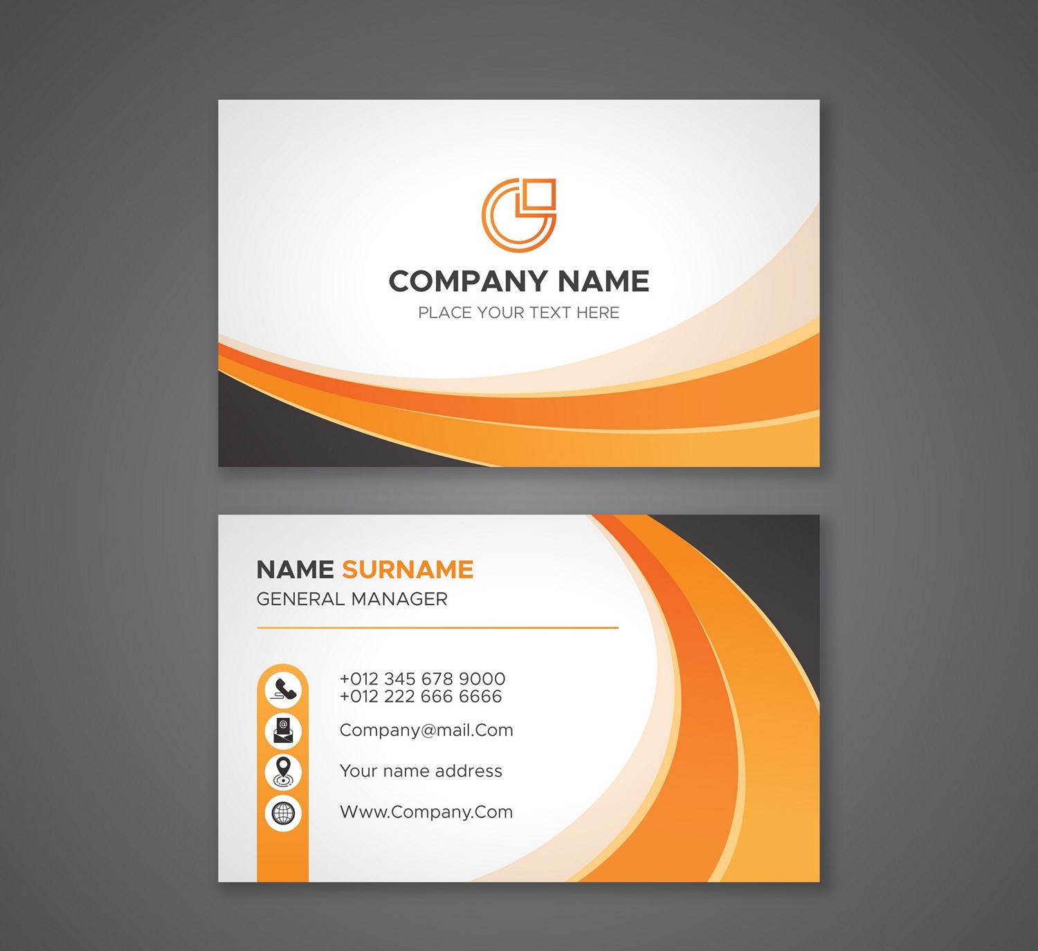 Sleek Orange & Black Business Card - Custom Digital Printing
