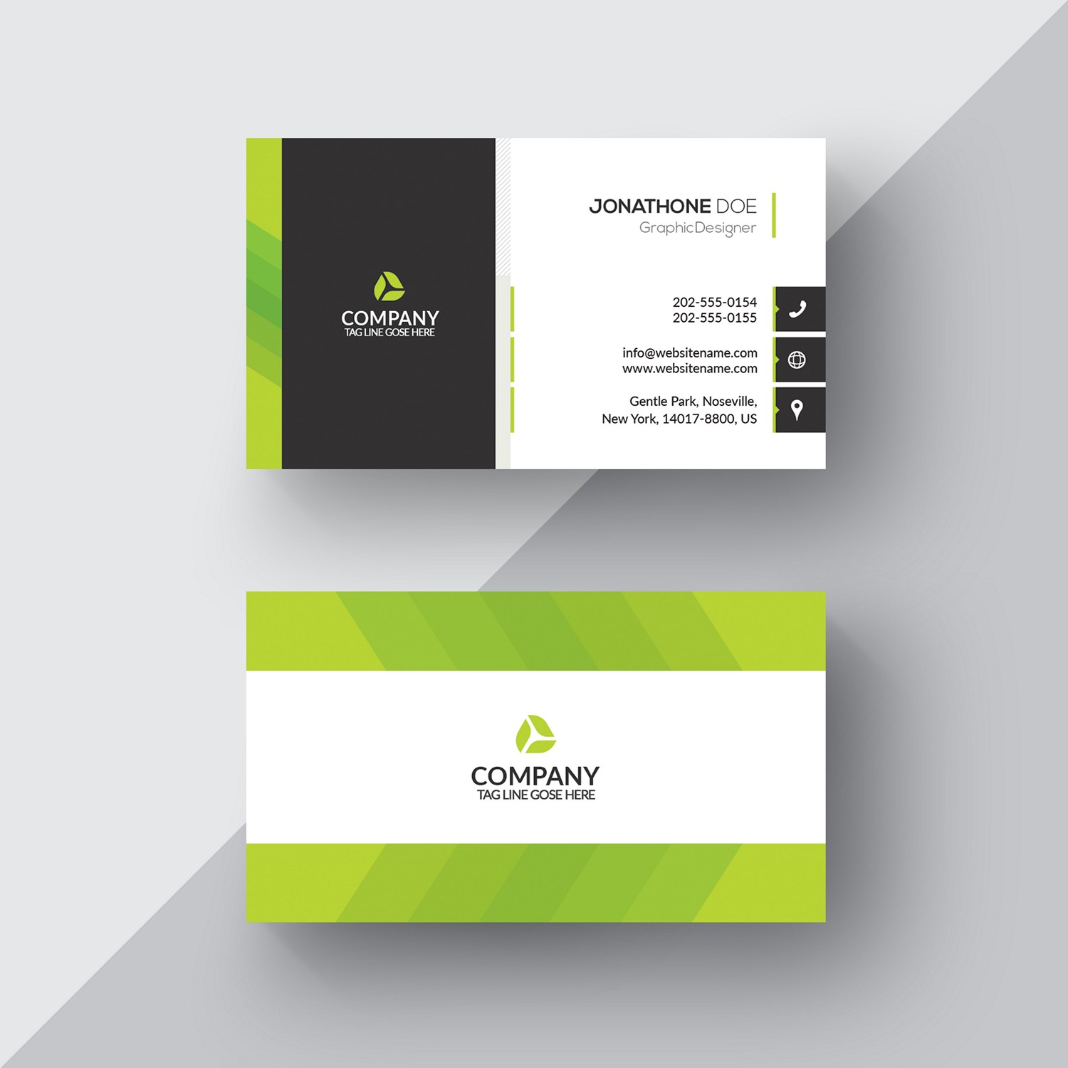 Modern Green & Black Business Card - Digital Printing Ready