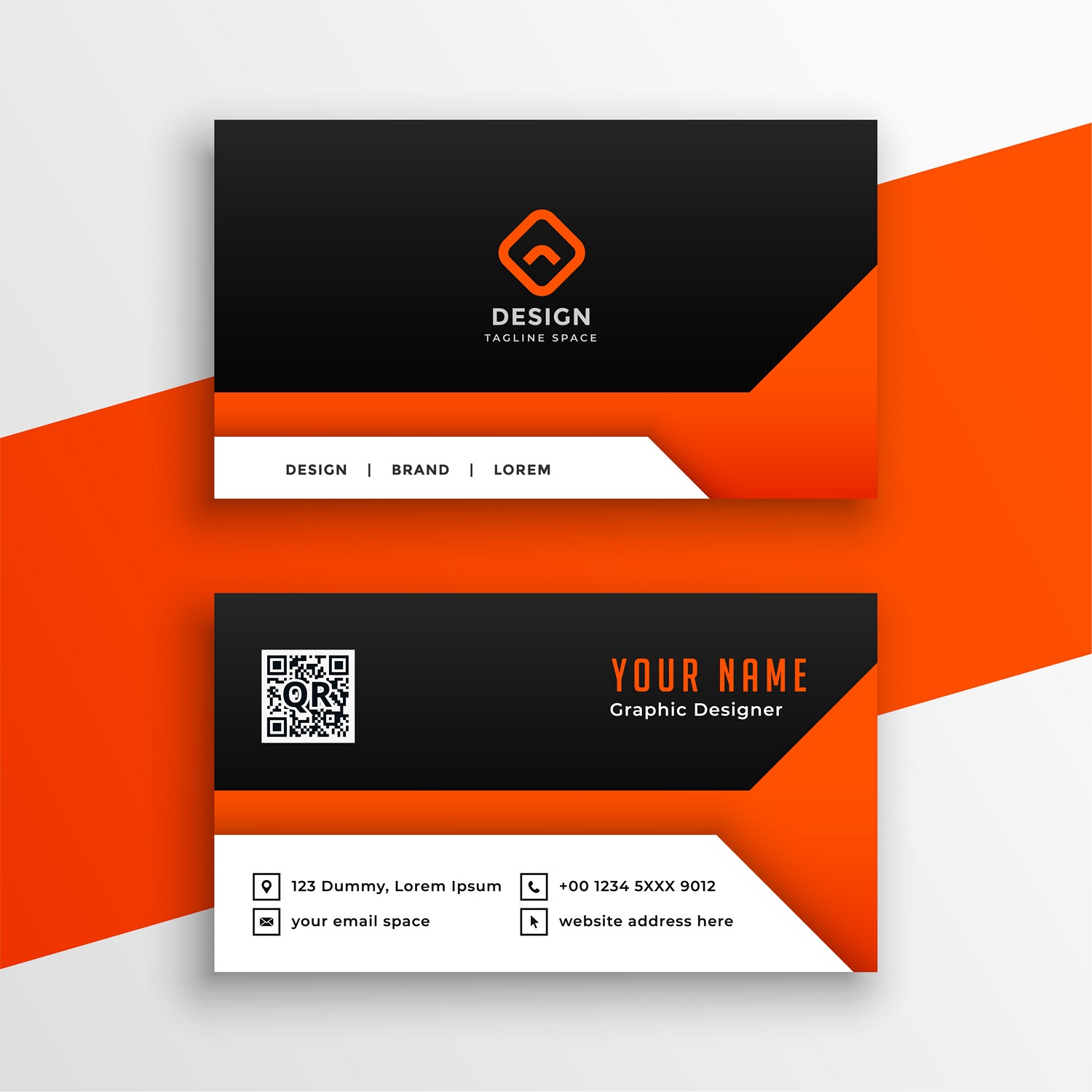 Fiery Orange & Black Modern Business Card - Digital Print Ready