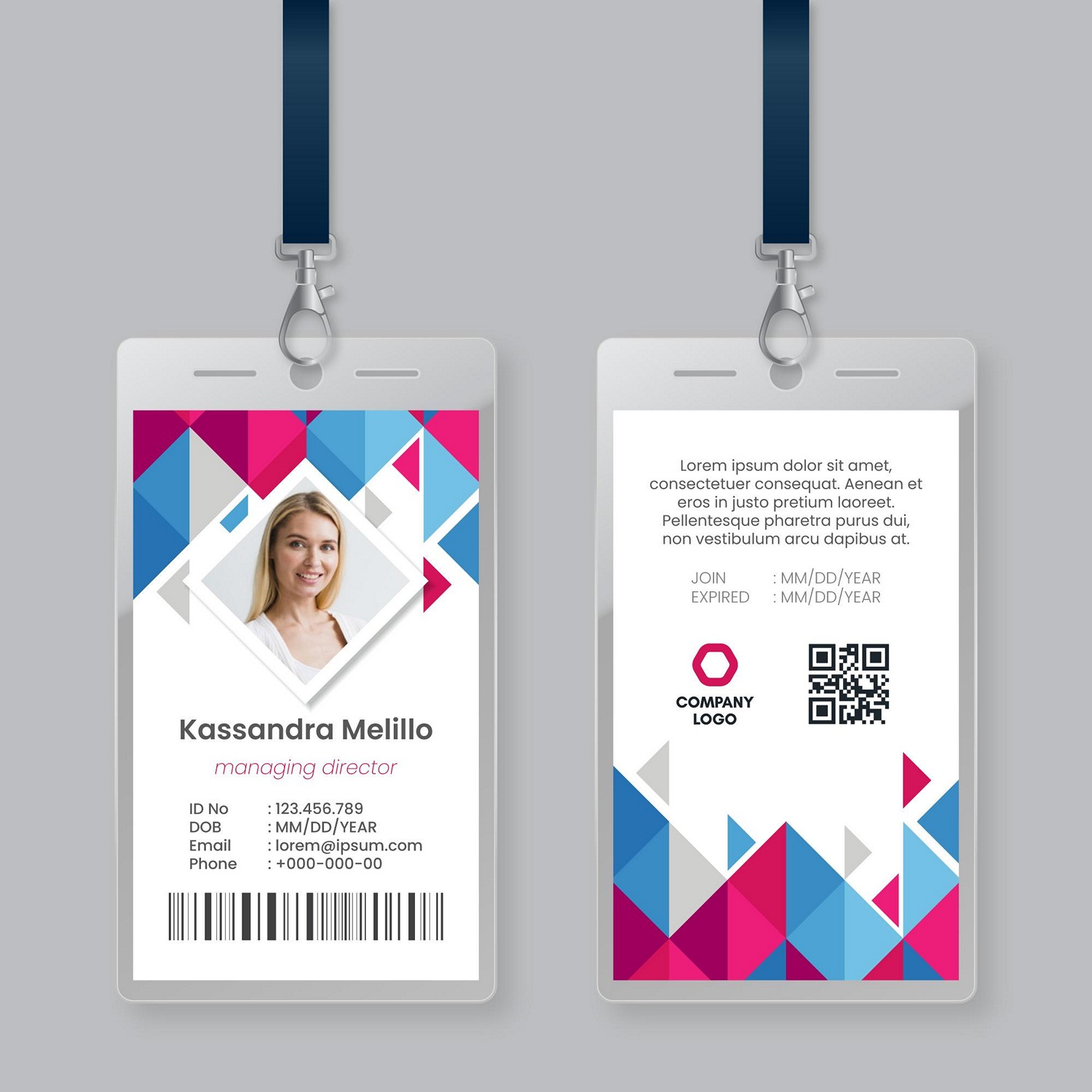 Modern Geometric ID Card: Personalized Digital Print