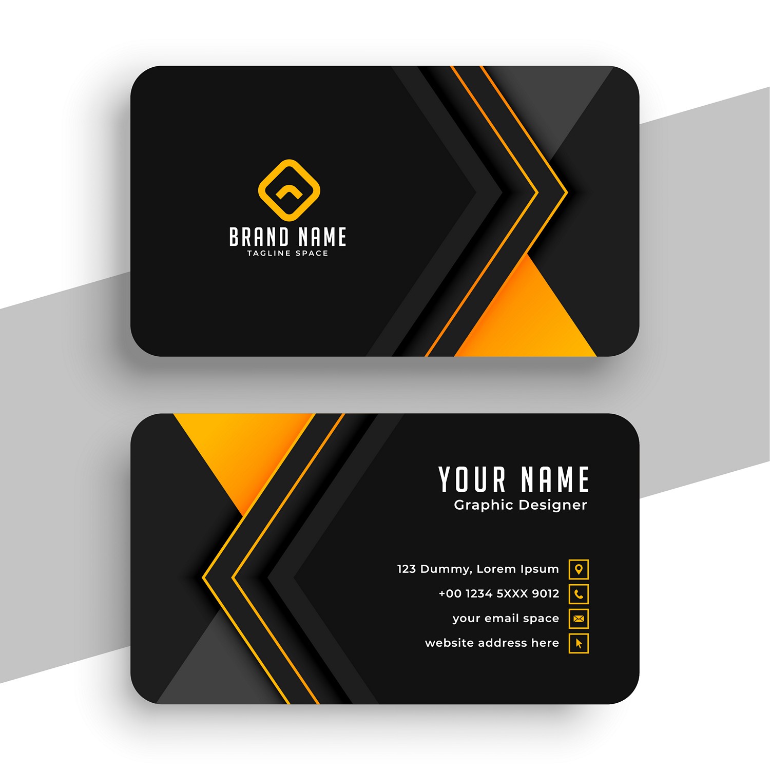 Black & Yellow Modern Business Card - Print Ready