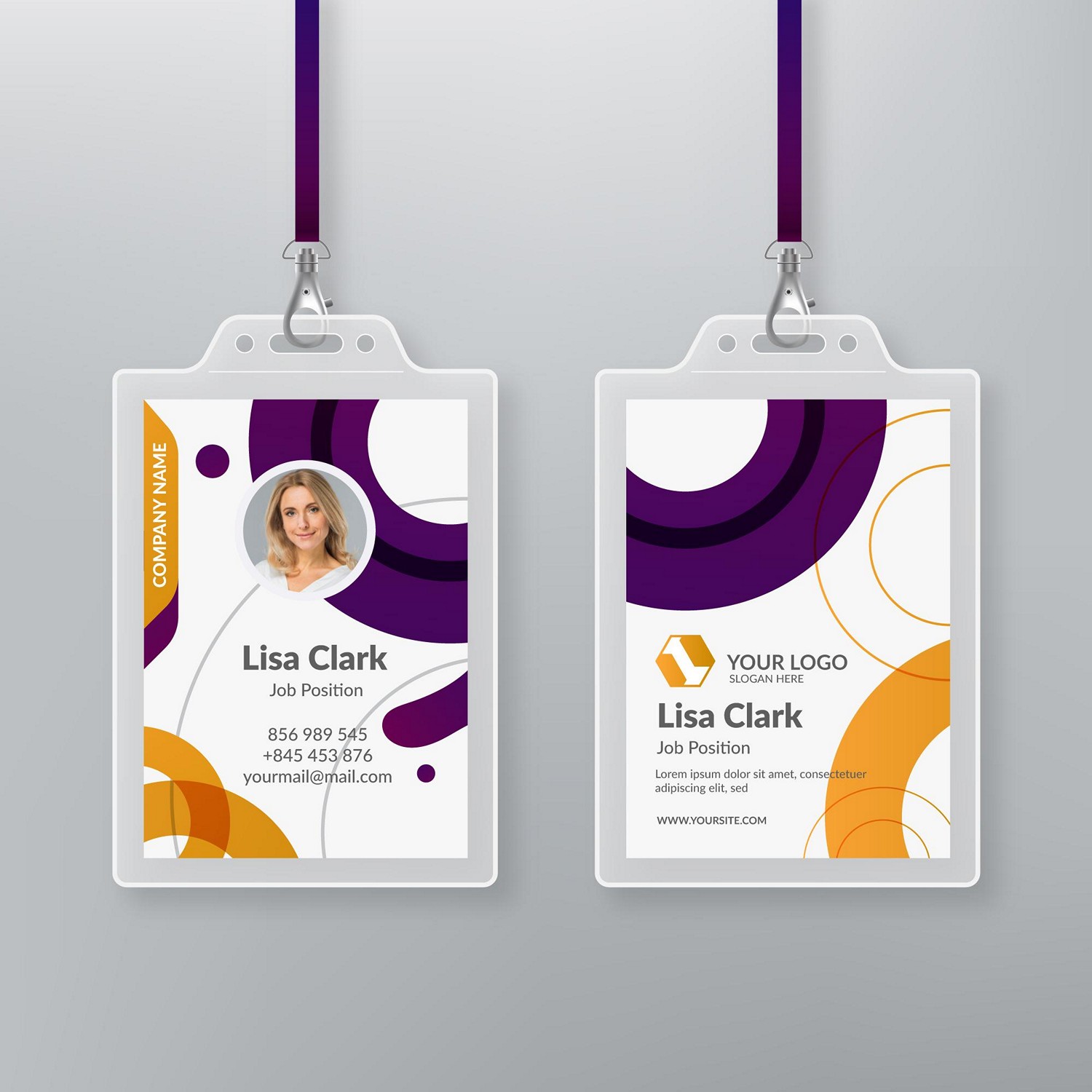 Modern & Minimalist Digital ID Card - Purple & Gold