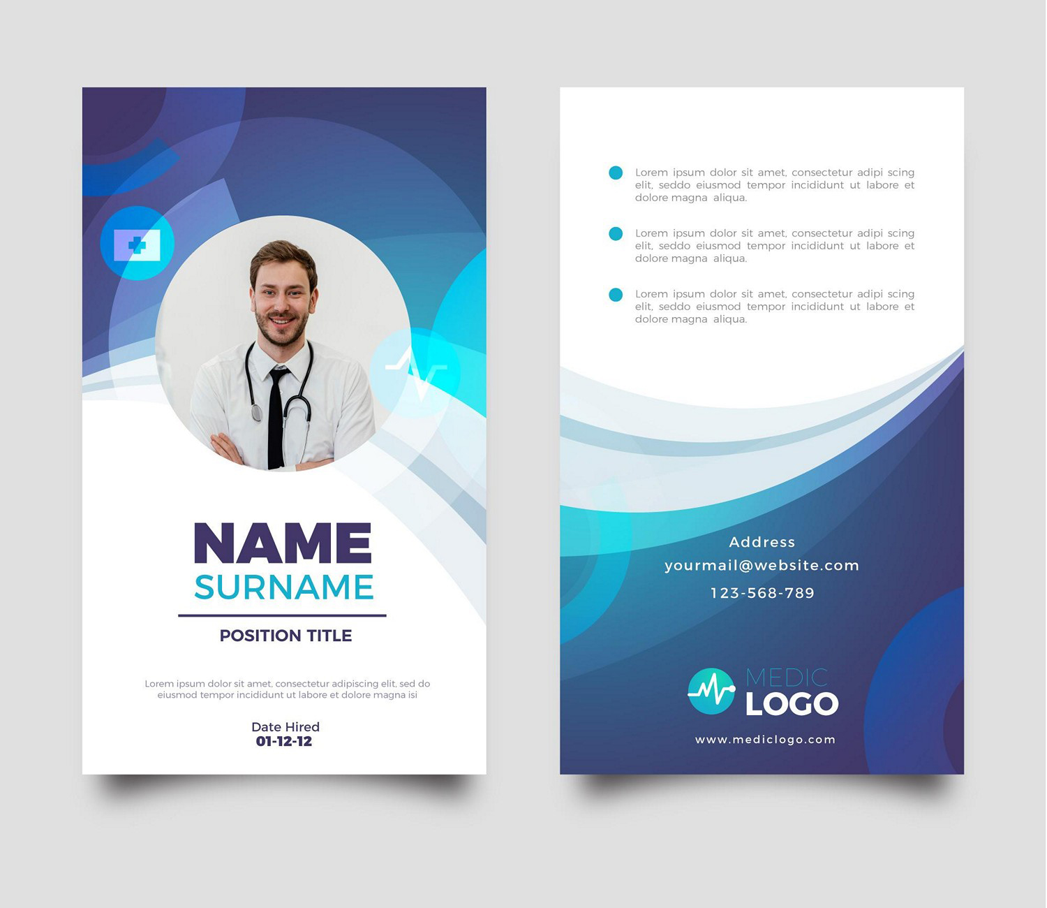 Professional Medical ID Card: Instant Digital Print Ready