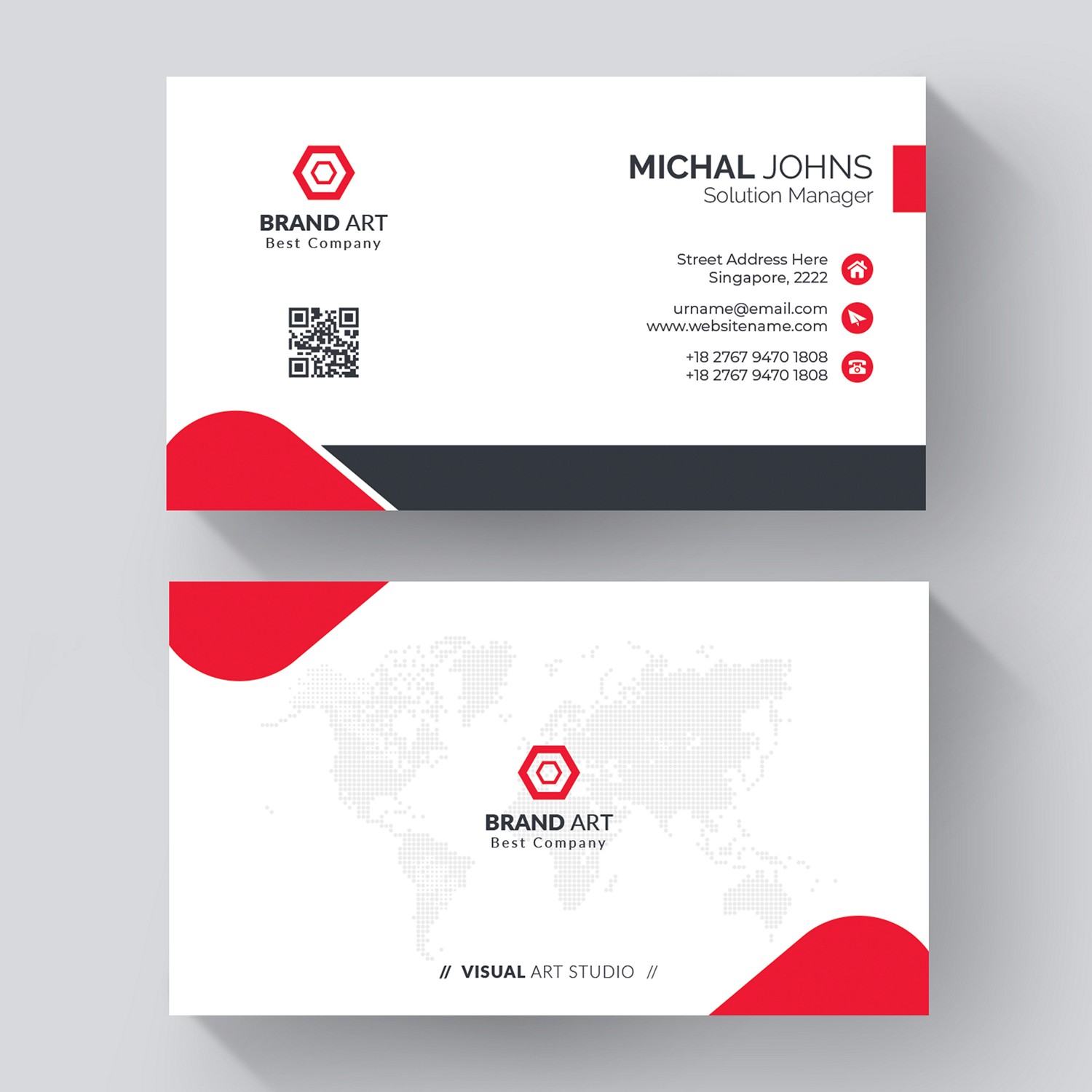 Red & White Modern Business Card - Digitally Printed & Personalized