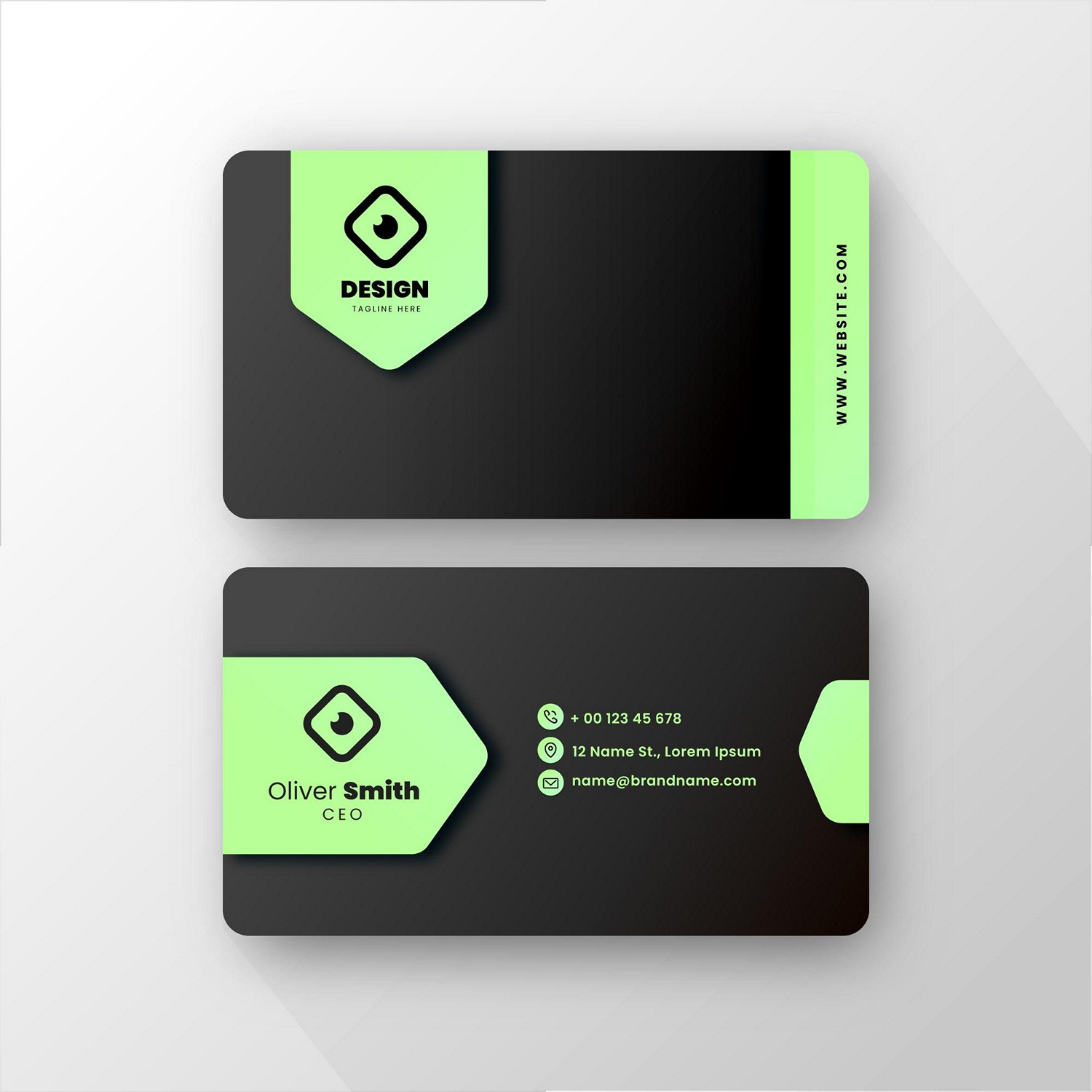 Modern Minimalist Black & Lime Green Business Card - Premium Digital Print