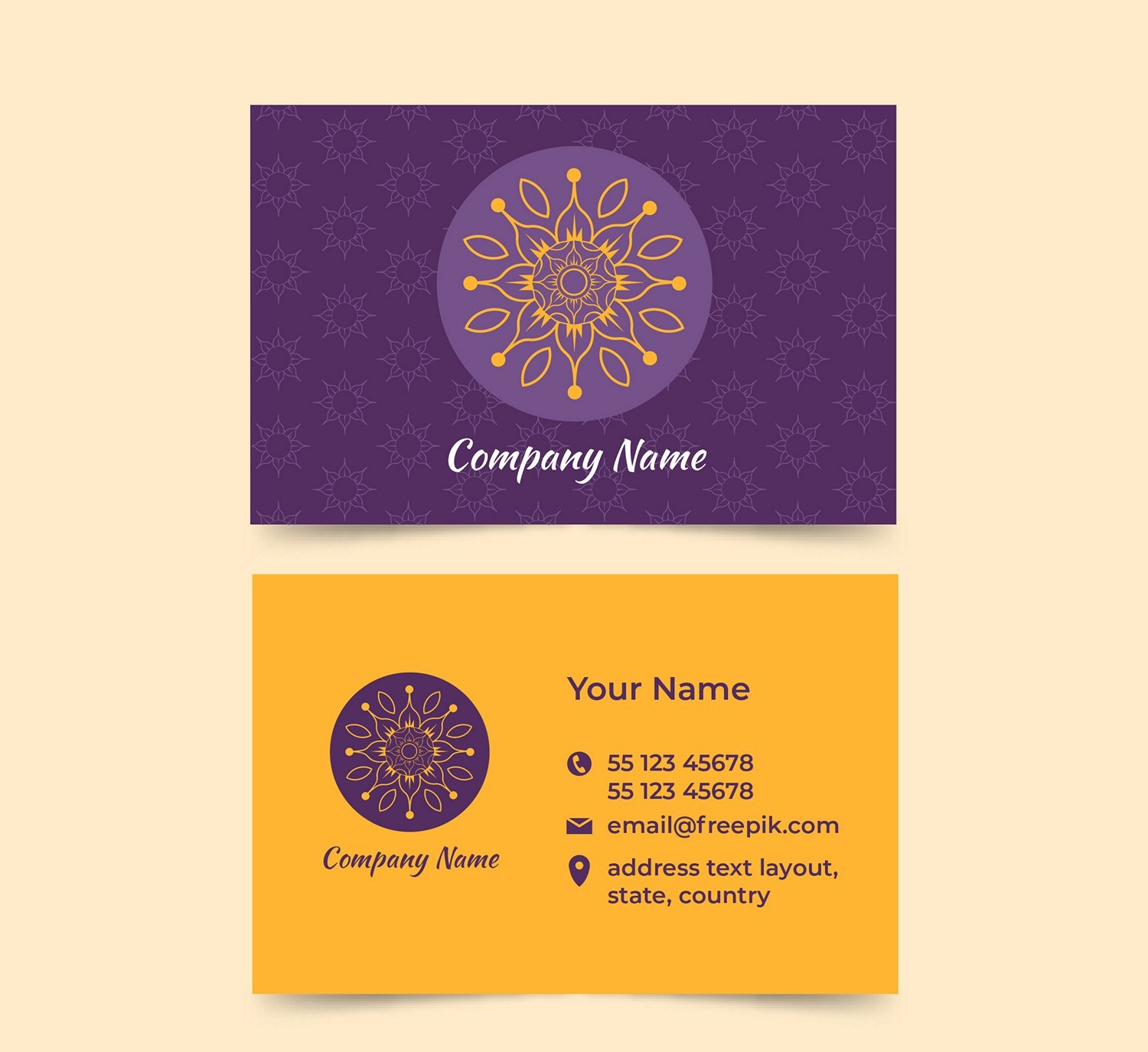 Elegant Mandala Business Card - Purple & Gold