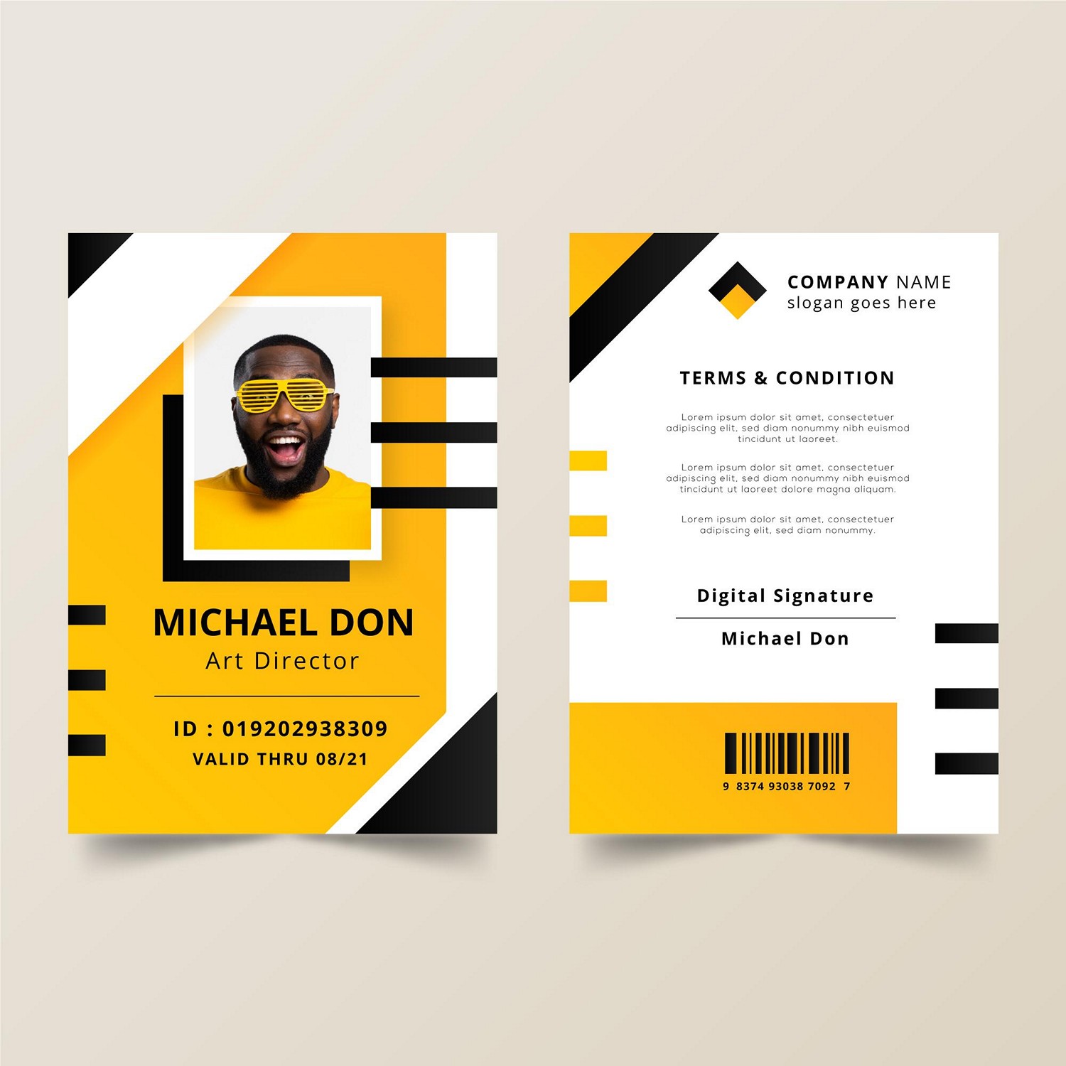 Modern & Bold Digital ID Card - Instant Download & Print