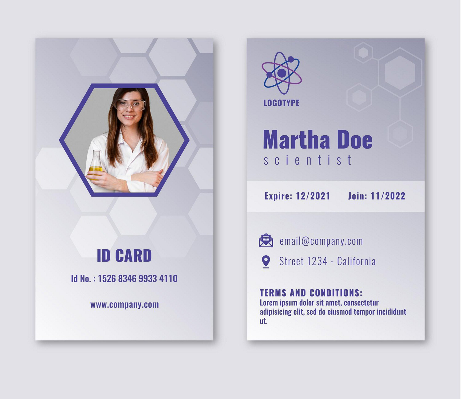 Modern & Professional Scientist ID Card - Digital Print