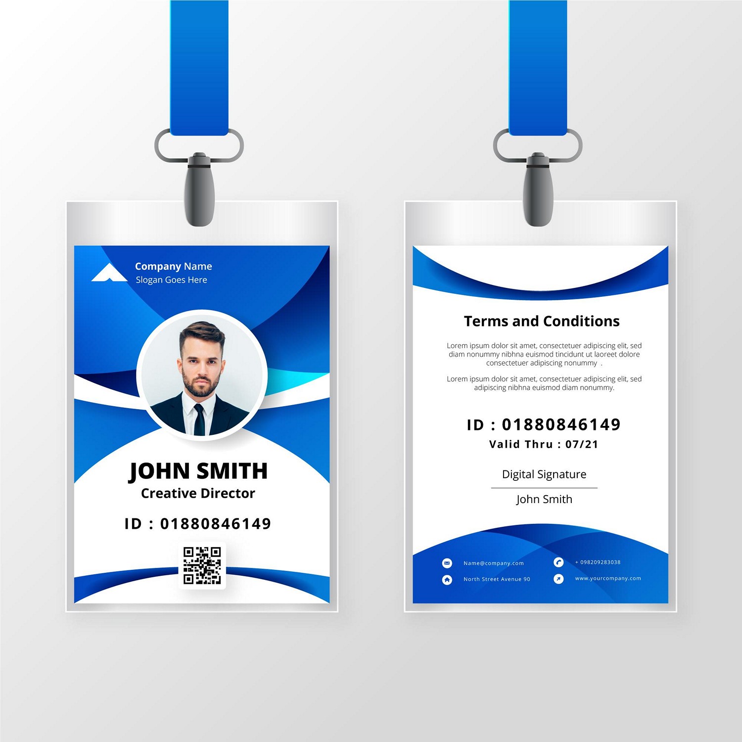 Modern Blue Corporate ID Card - Instant Digital Print Ready
