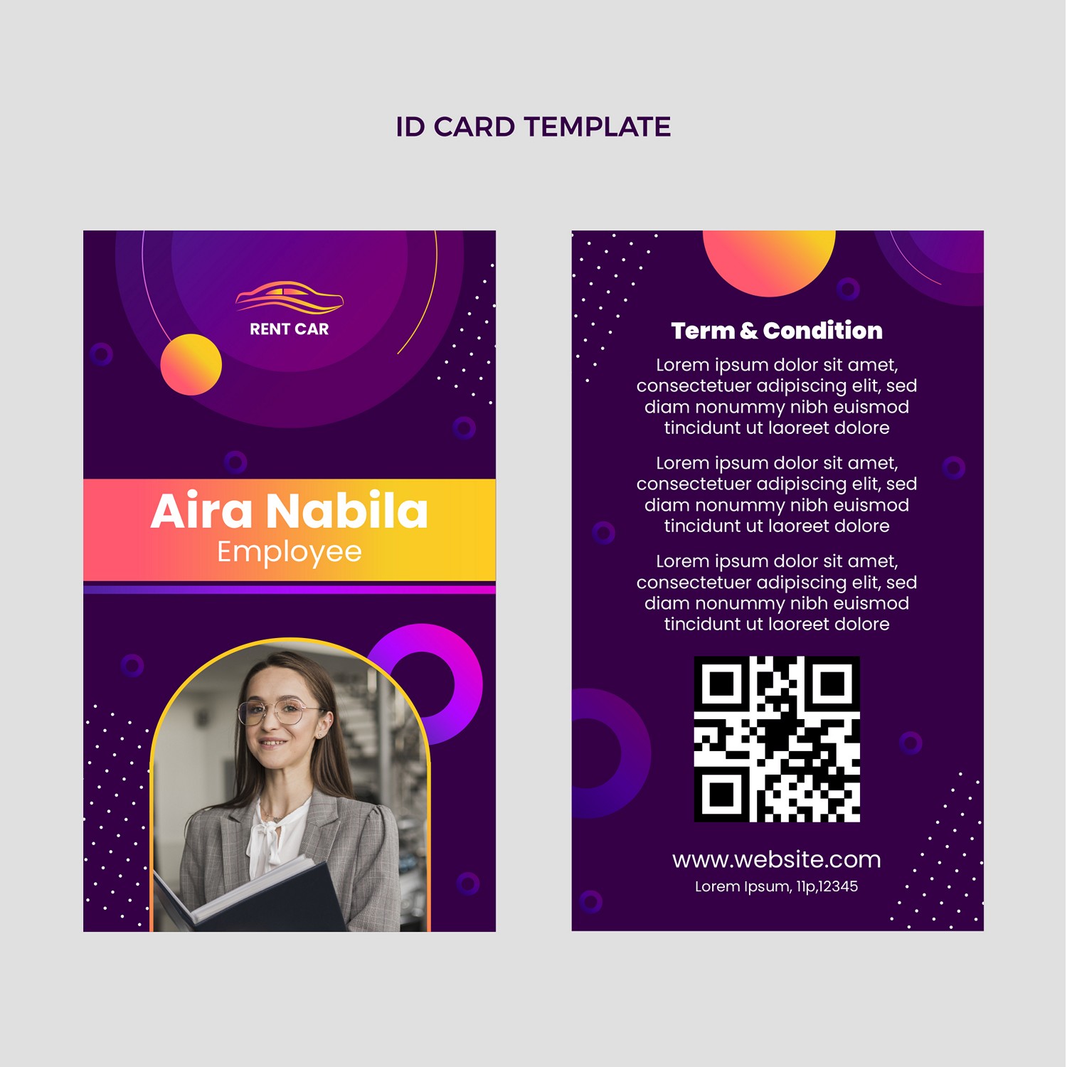 Stunning Gradient Rent Car ID Card - Custom Digital Printing