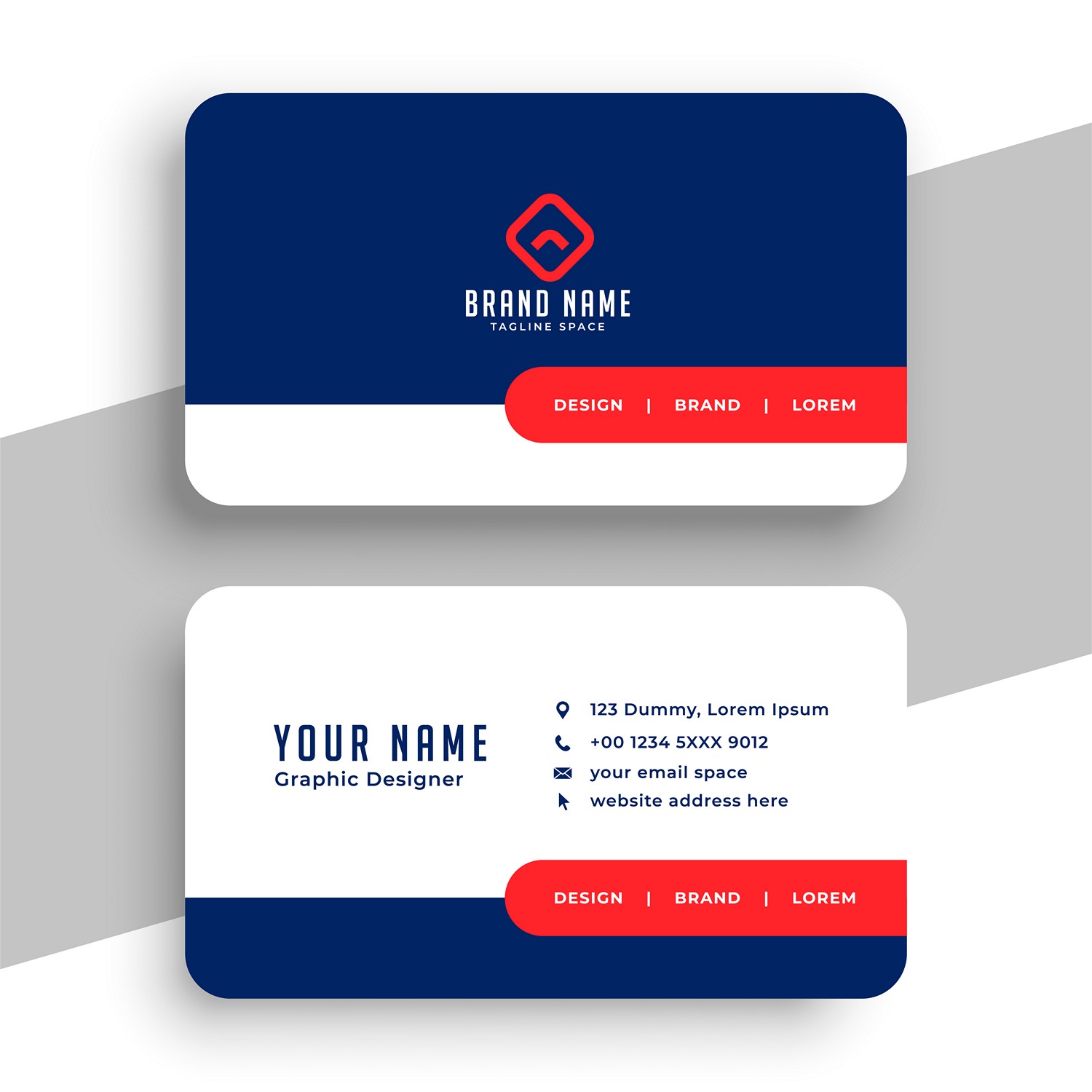Modern & Minimalist Business Card - Red & Blue Professional