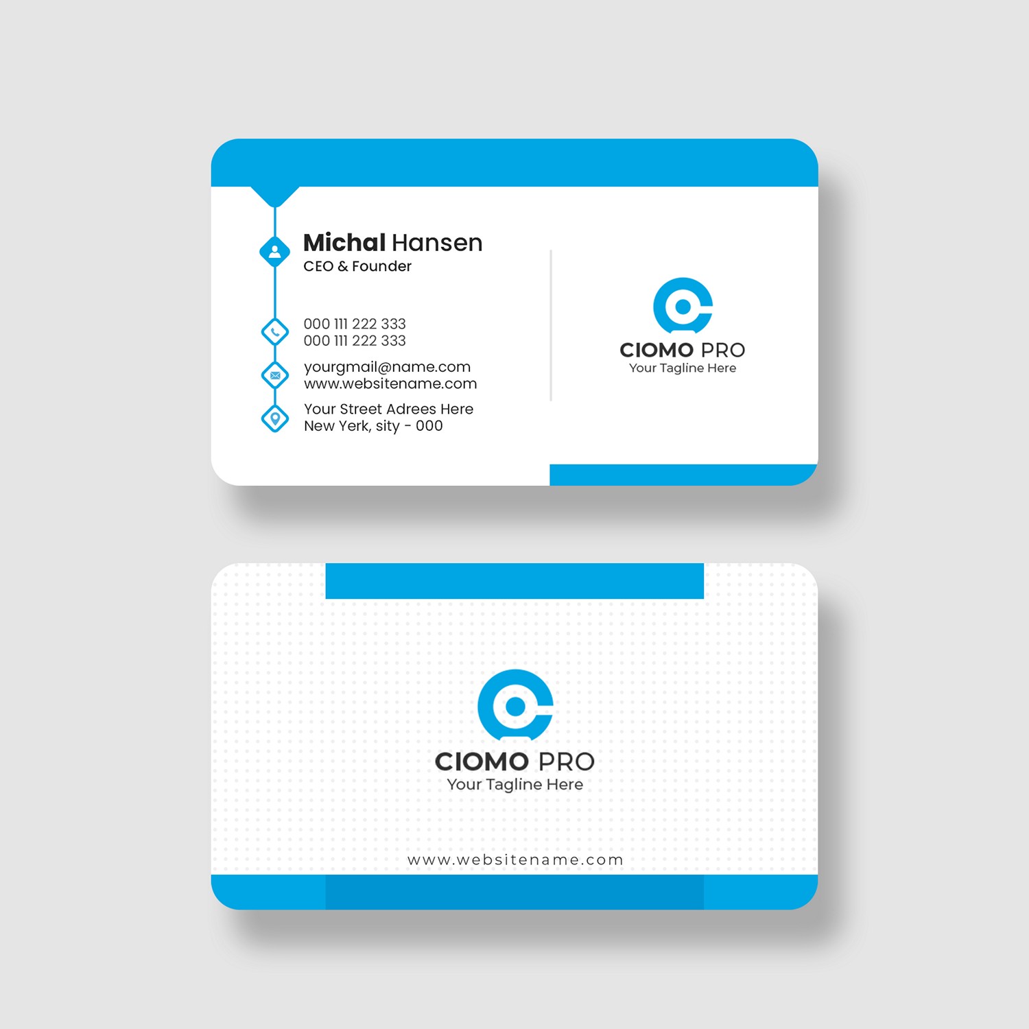 Modern Blue & White Business Card - Personalized Digital Printing