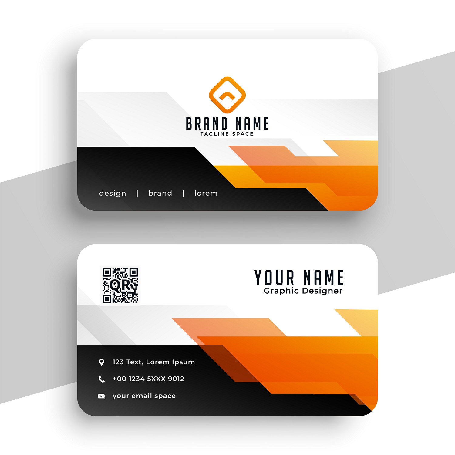 Modern Orange & Black Business Card - Personalized Digital Printing