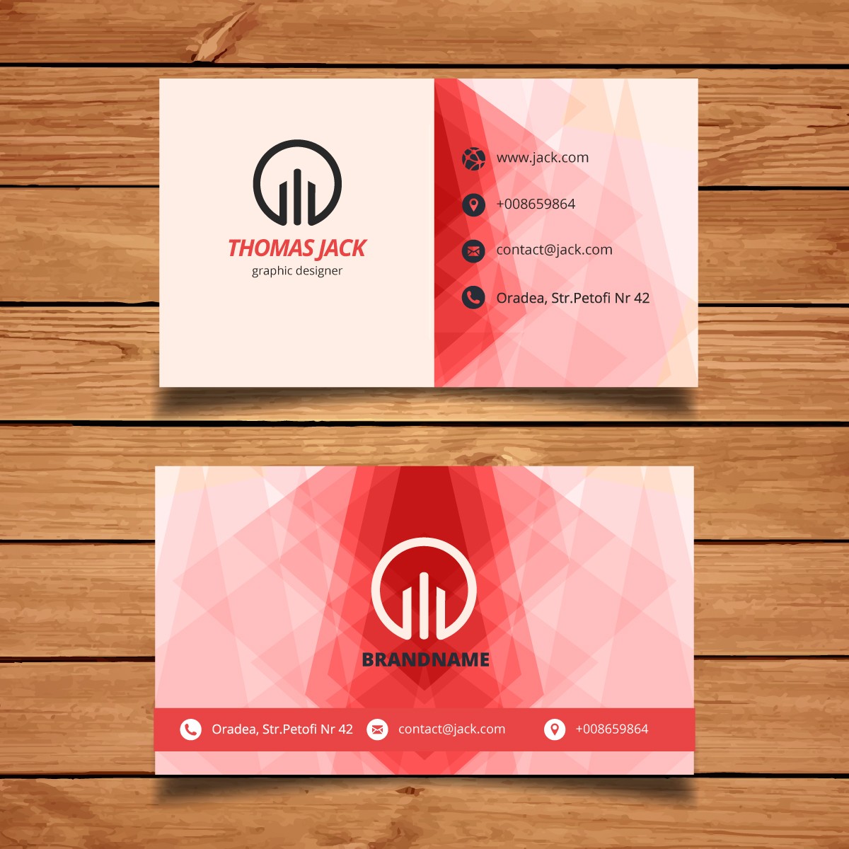 Red Geometric Business Card - Instant Digital Print