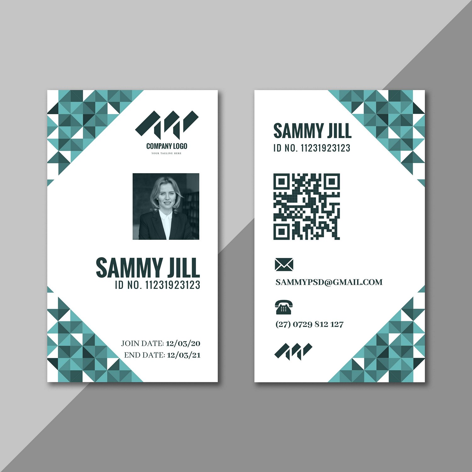 Modern Geometric ID Card: Personalized Digital Printing