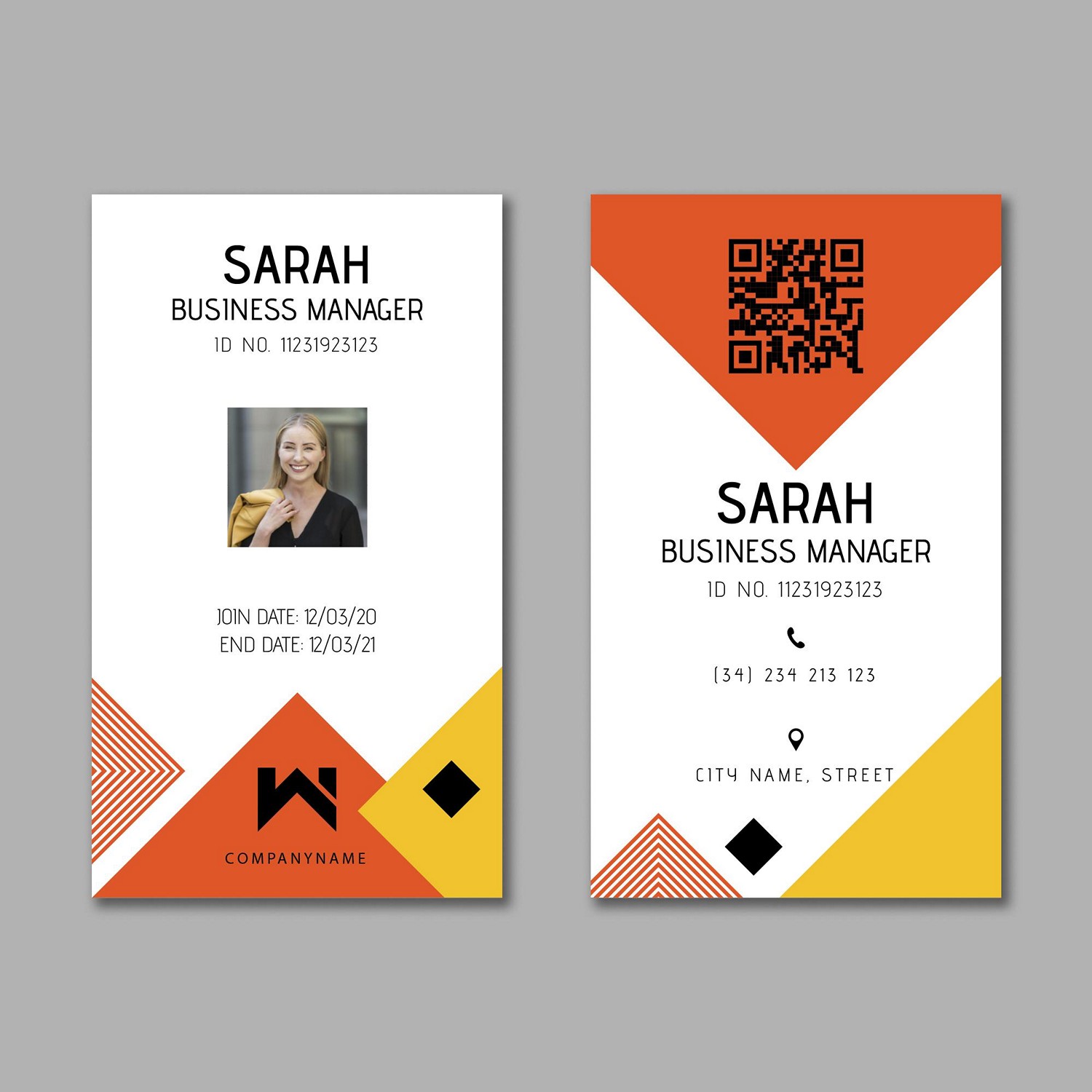 Modern & Customizable QR Code ID Card - Digital Print Ready