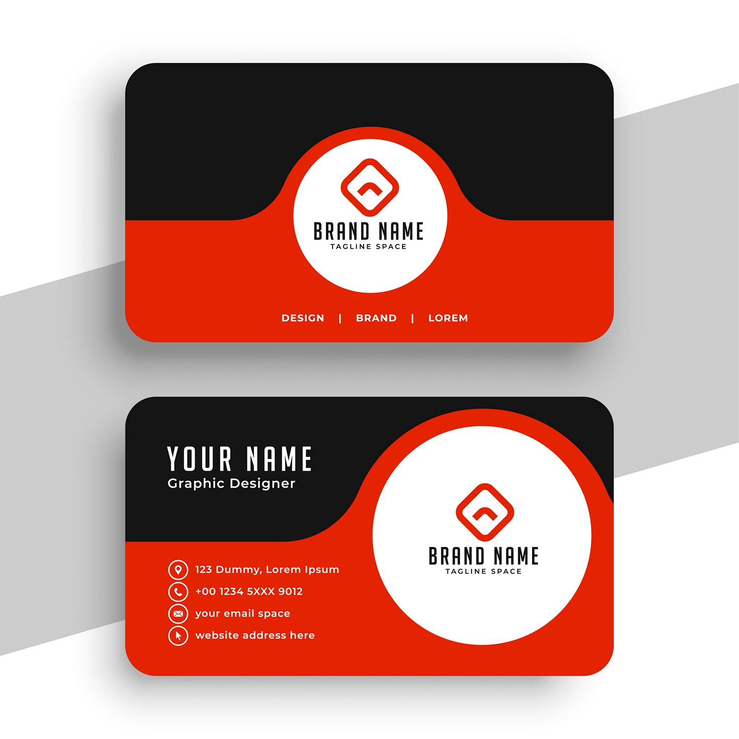 Red & Black Modern Business Card - Digital Print Ready