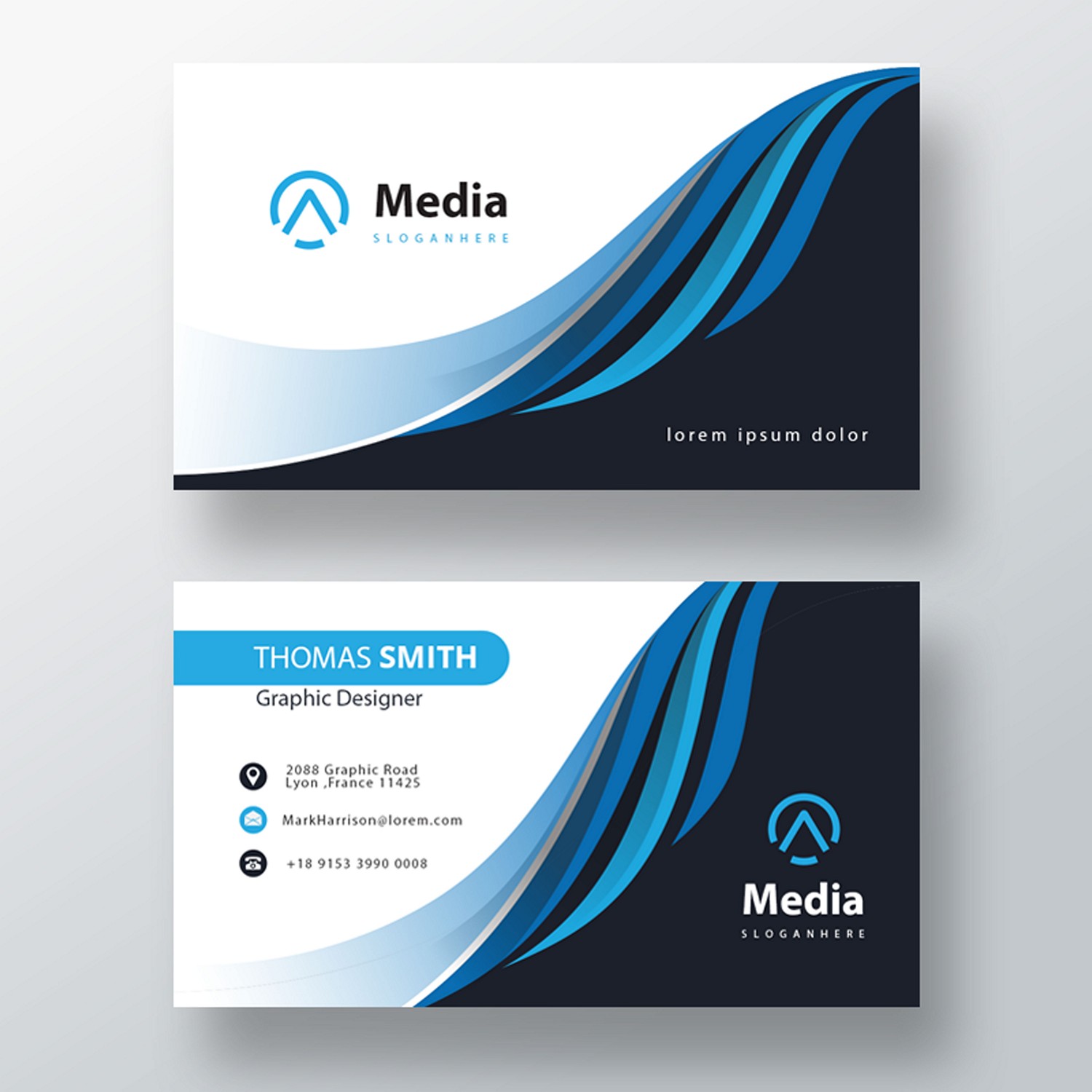 Dynamic Blue Wave Business Card