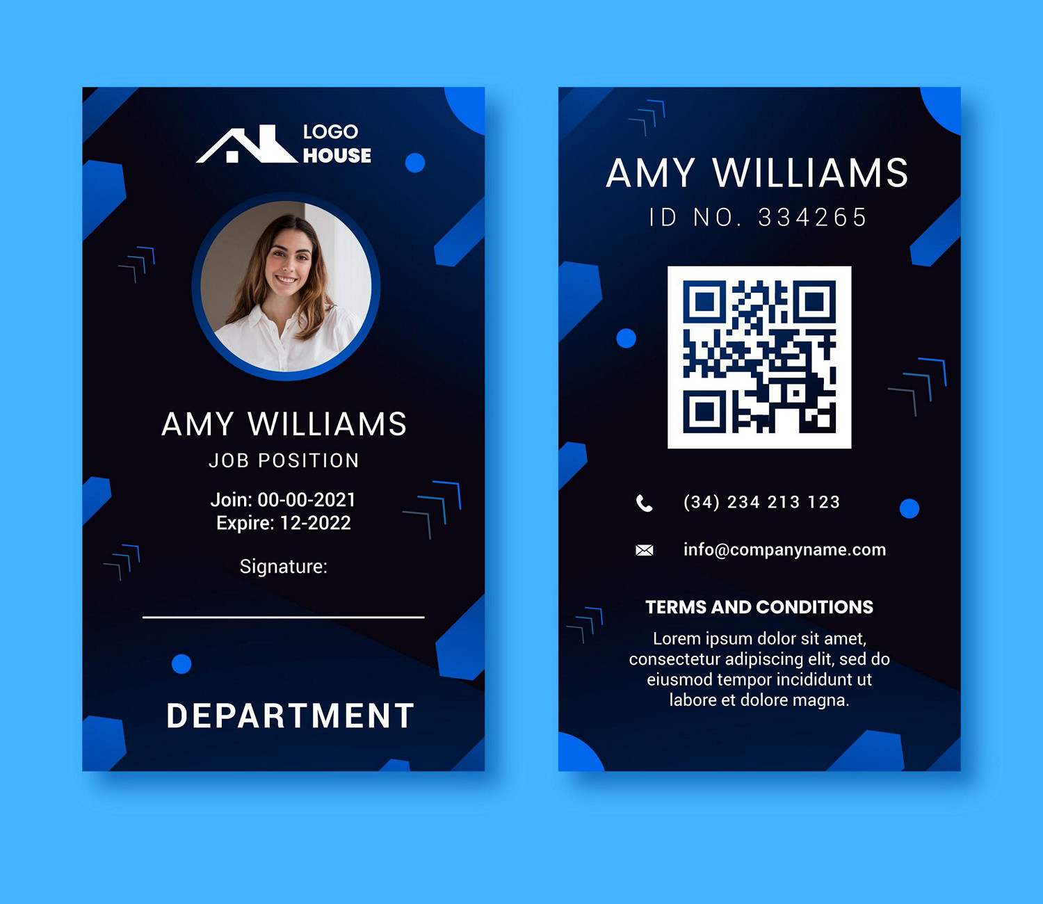 Sleek Blue & Black Digital ID Card Printing Service