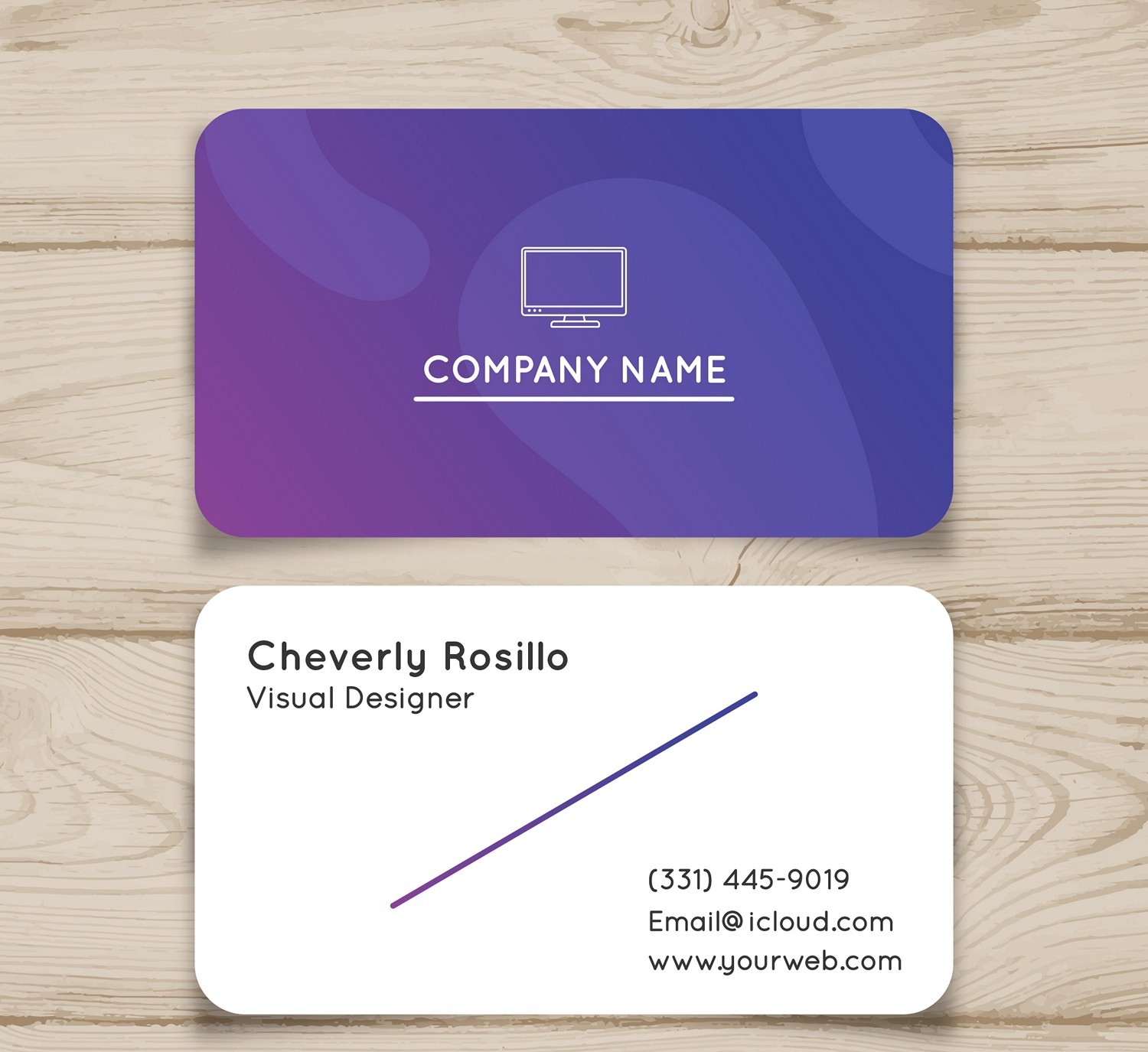 Purple Gradient Tech Business Cards: Custom Digital Printing