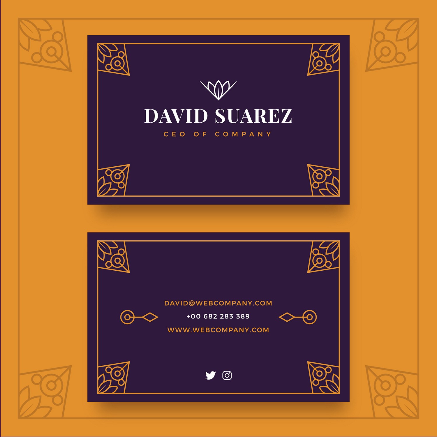 Elegant Gold & Deep Purple Business Card