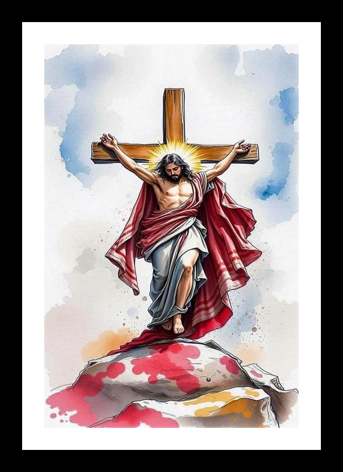 Resurrected Christ: Triumphant Blood-Stained Savior. Wall Art, Interior Accents, Framing Solutions, Residential/Commercial Decor, Premium Gifts | Size: 8 x 12 inches