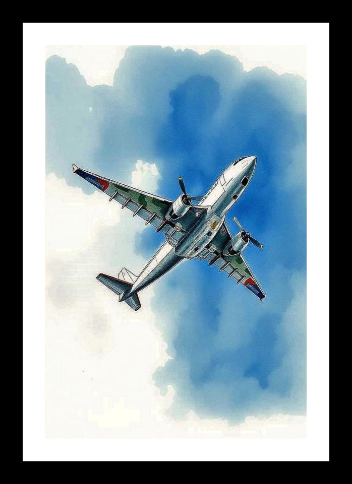 Turboprop Airliner Sky High Portrait Wall Art, Interior Accents, Framing Solutions, Residential/Commercial Decor, Premium Gifts | Size: 8 x 12 inches